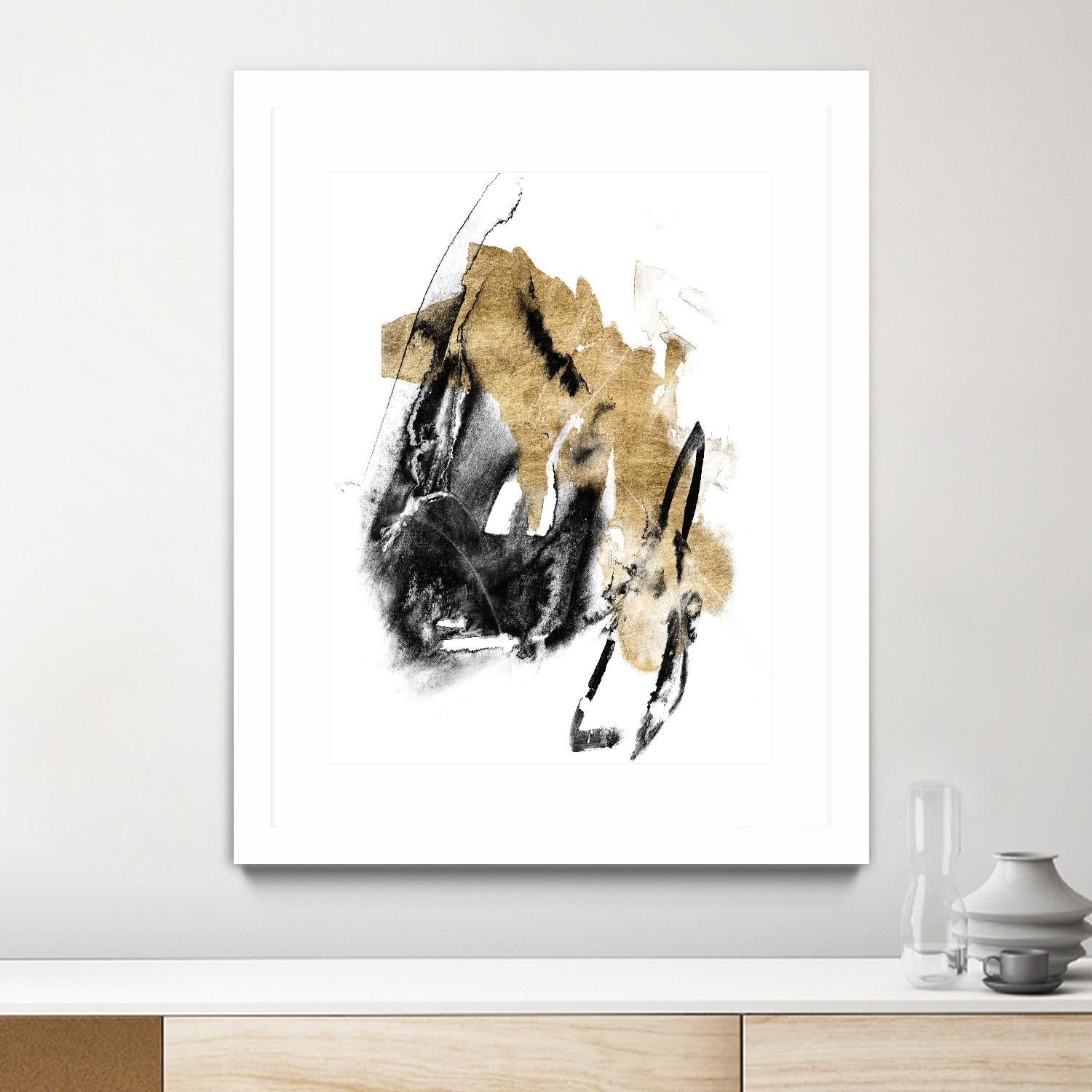 Black & Gold Splash IV by Jennifer Goldberger on GIANT ART - metallics abstract