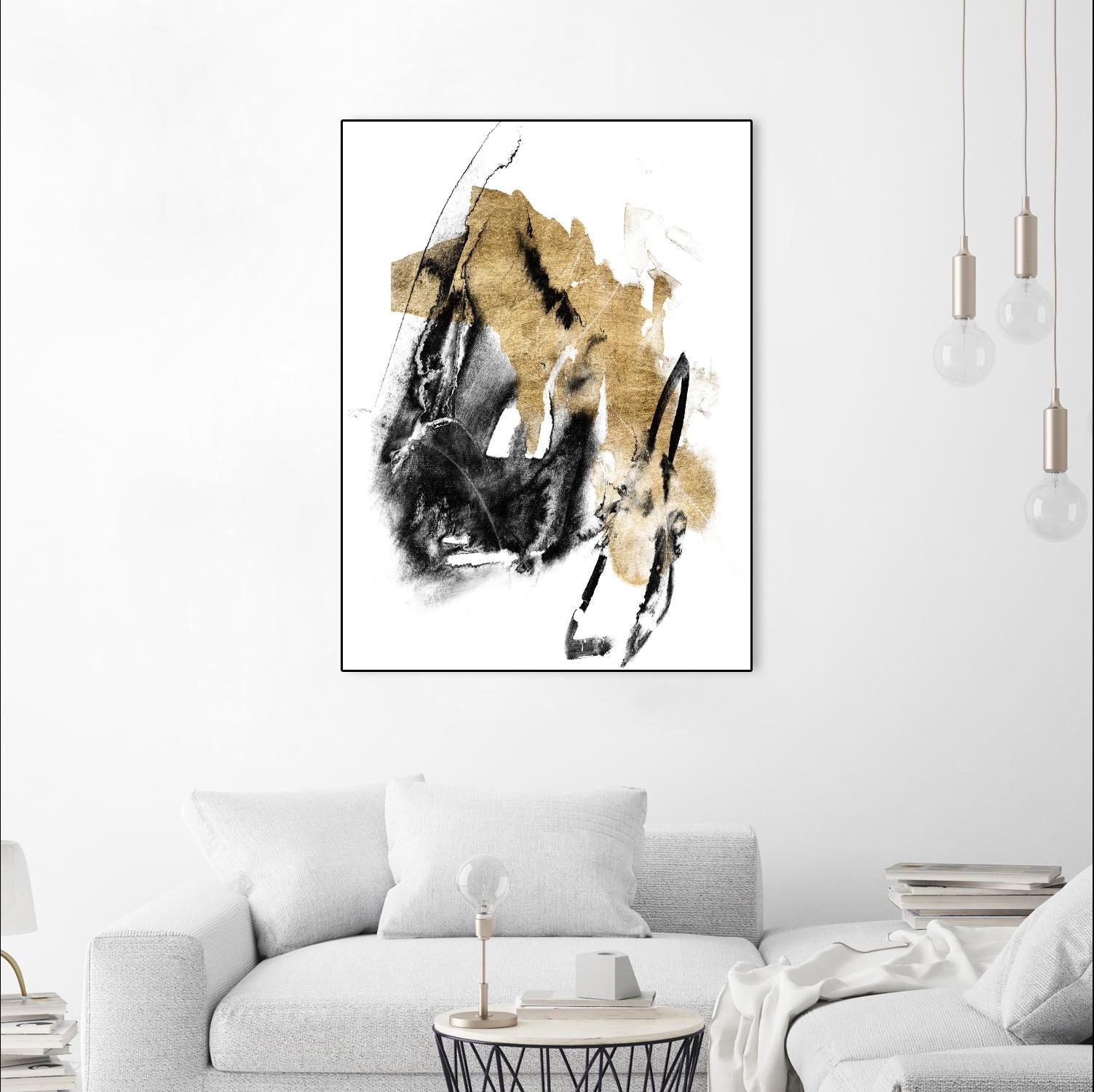 Black & Gold Splash IV by Jennifer Goldberger on GIANT ART - metallics abstract