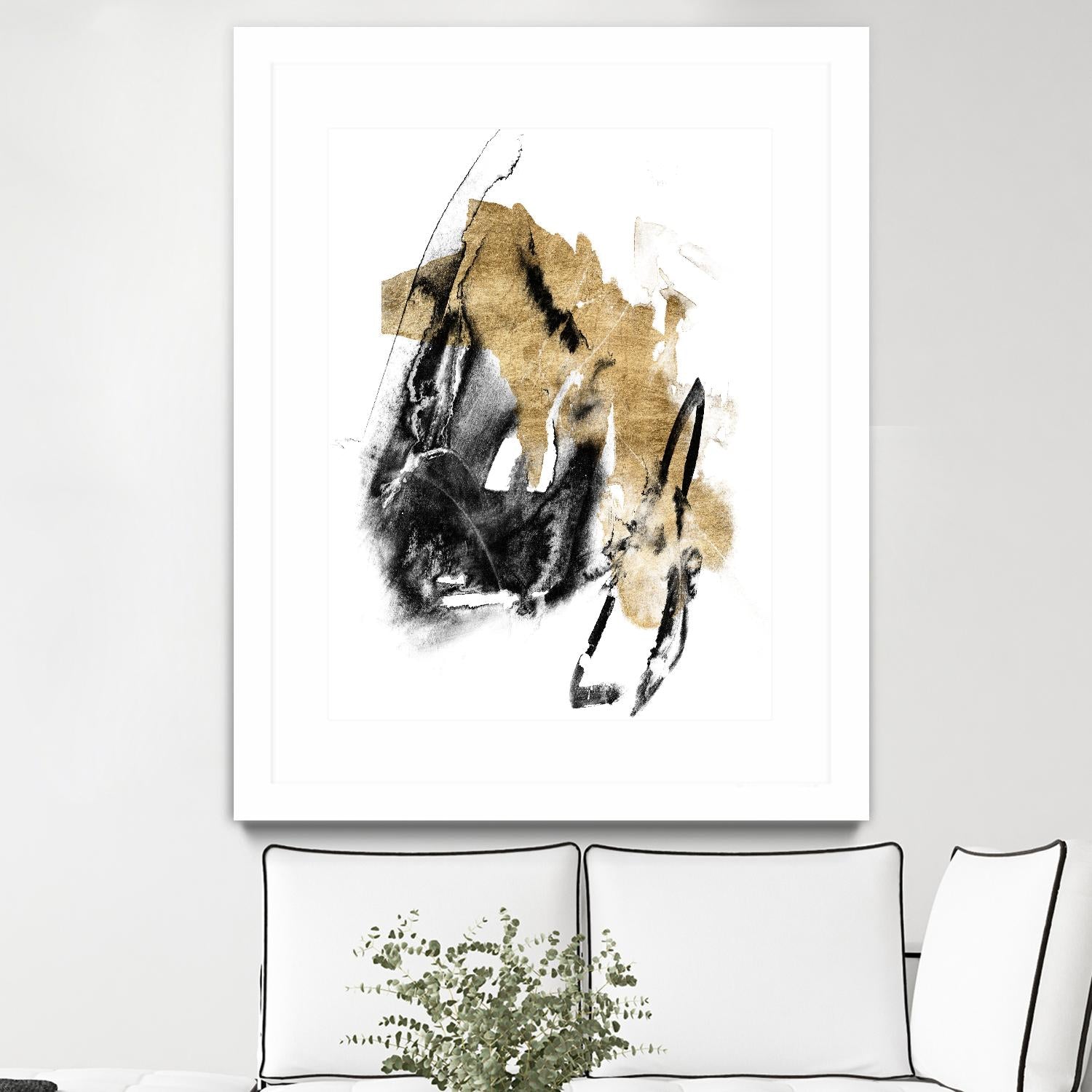 Black & Gold Splash IV by Jennifer Goldberger on GIANT ART - metallics abstract