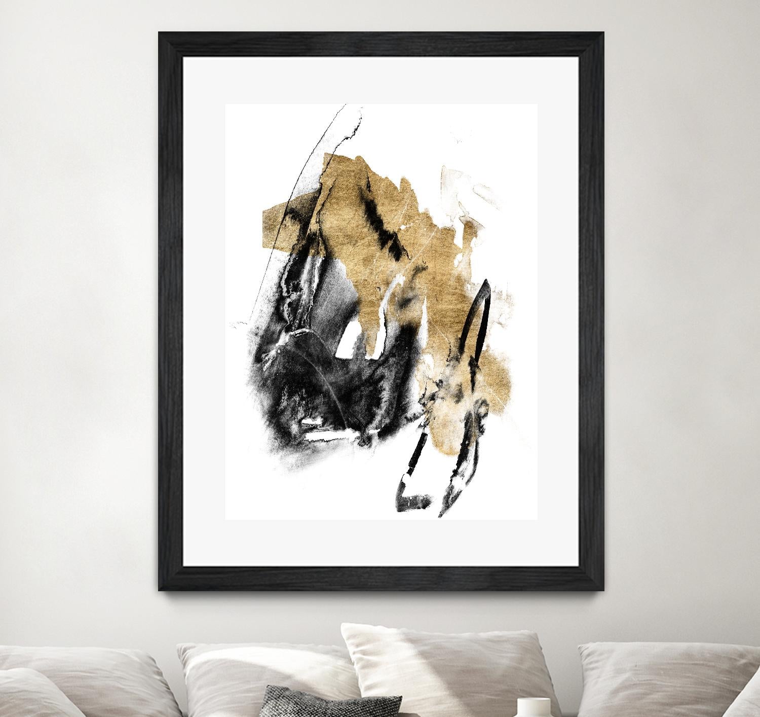 Black & Gold Splash IV by Jennifer Goldberger on GIANT ART - metallics abstract