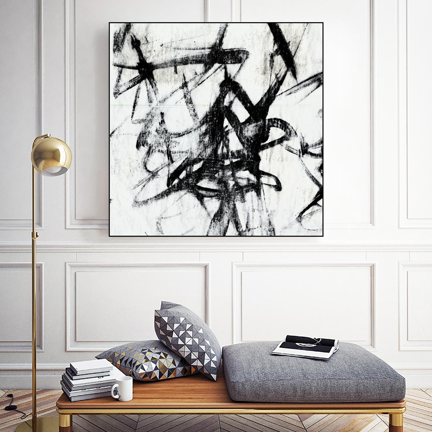 Monotype Scribble I by Jennifer Goldberger on GIANT ART - black abstract