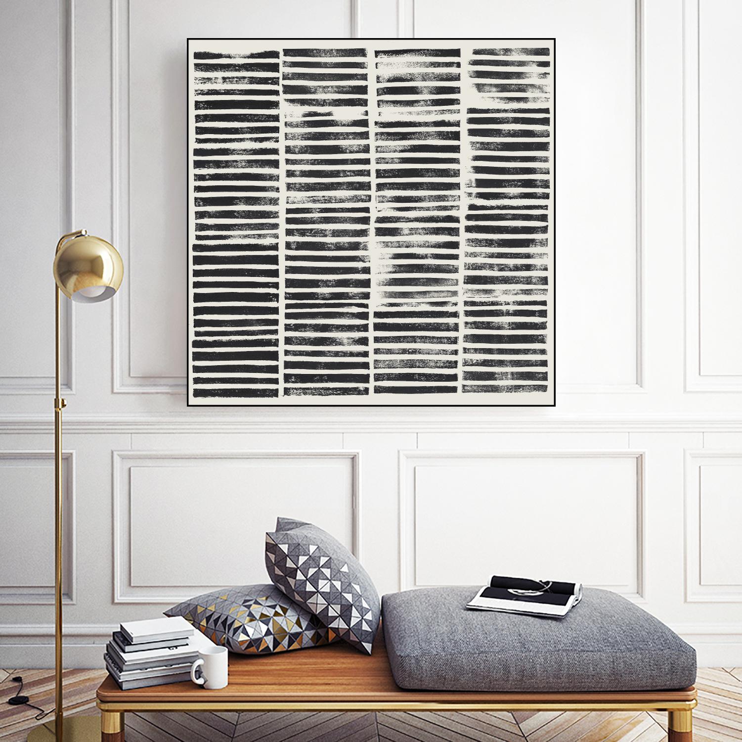 Stripe Block Prints II by Grace Popp on GIANT ART - black abstract