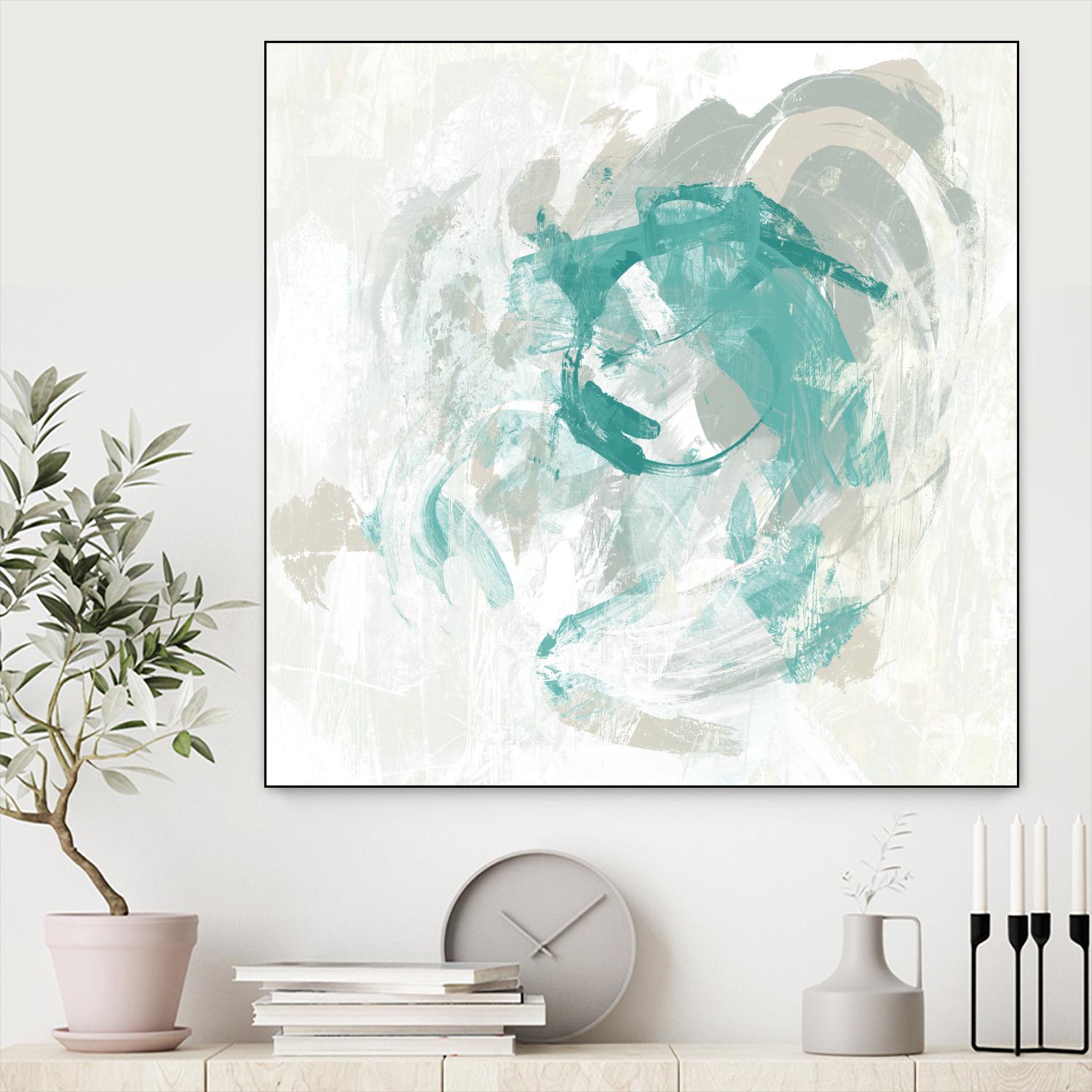 Teal Fog I by June Erica Vess on GIANT ART - green abstract