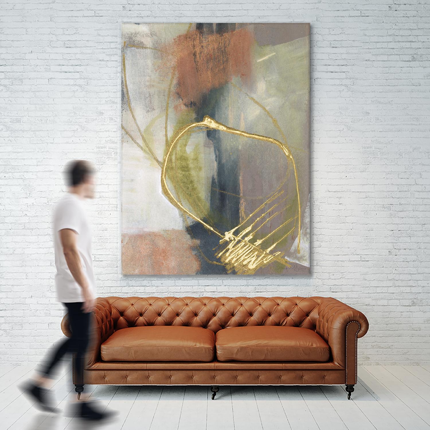 Burnished Loops I by Jennifer Goldberger on GIANT ART - gold abstract