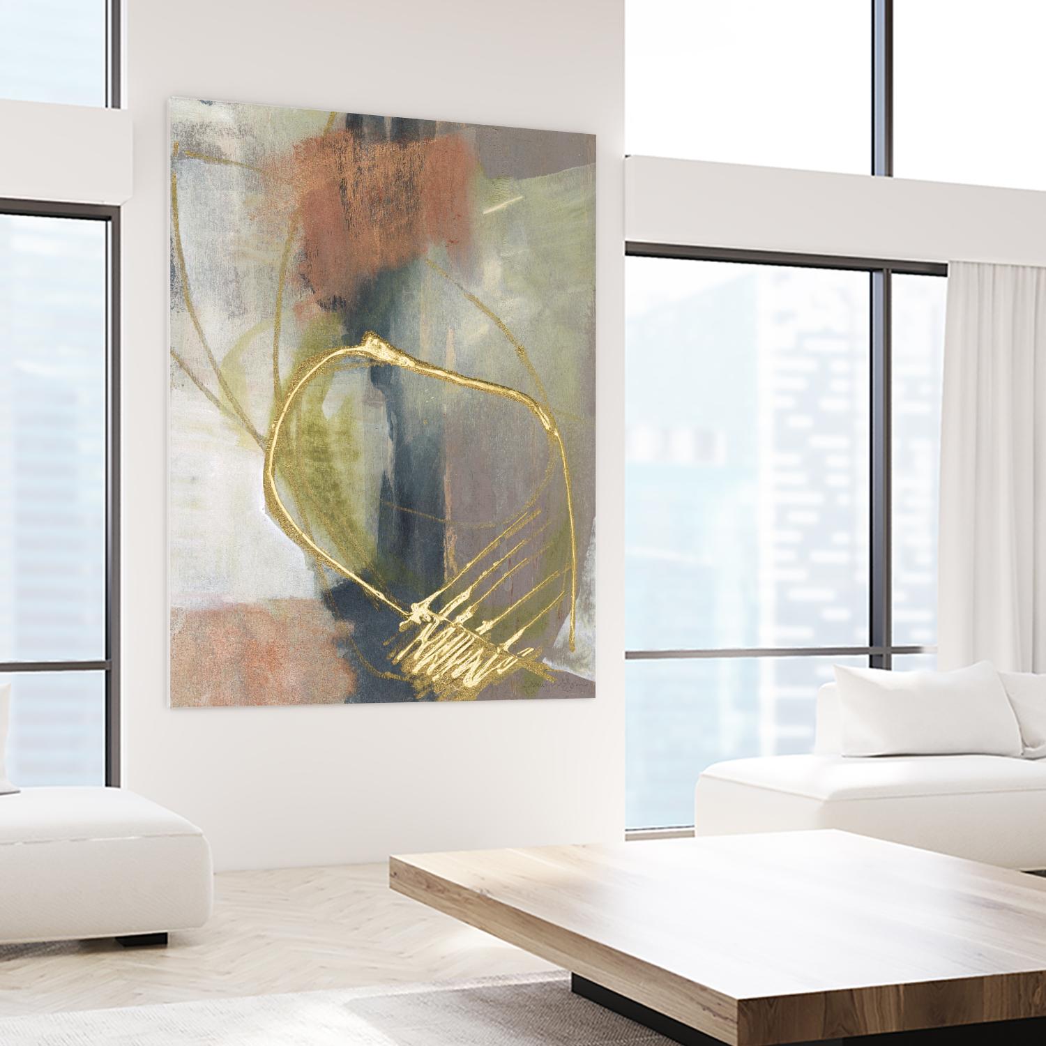 Burnished Loops I by Jennifer Goldberger on GIANT ART - gold abstract