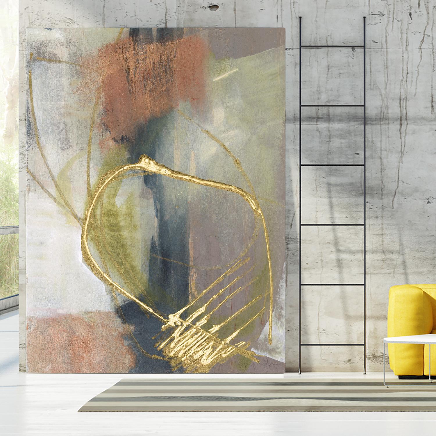 Burnished Loops I by Jennifer Goldberger on GIANT ART - gold abstract