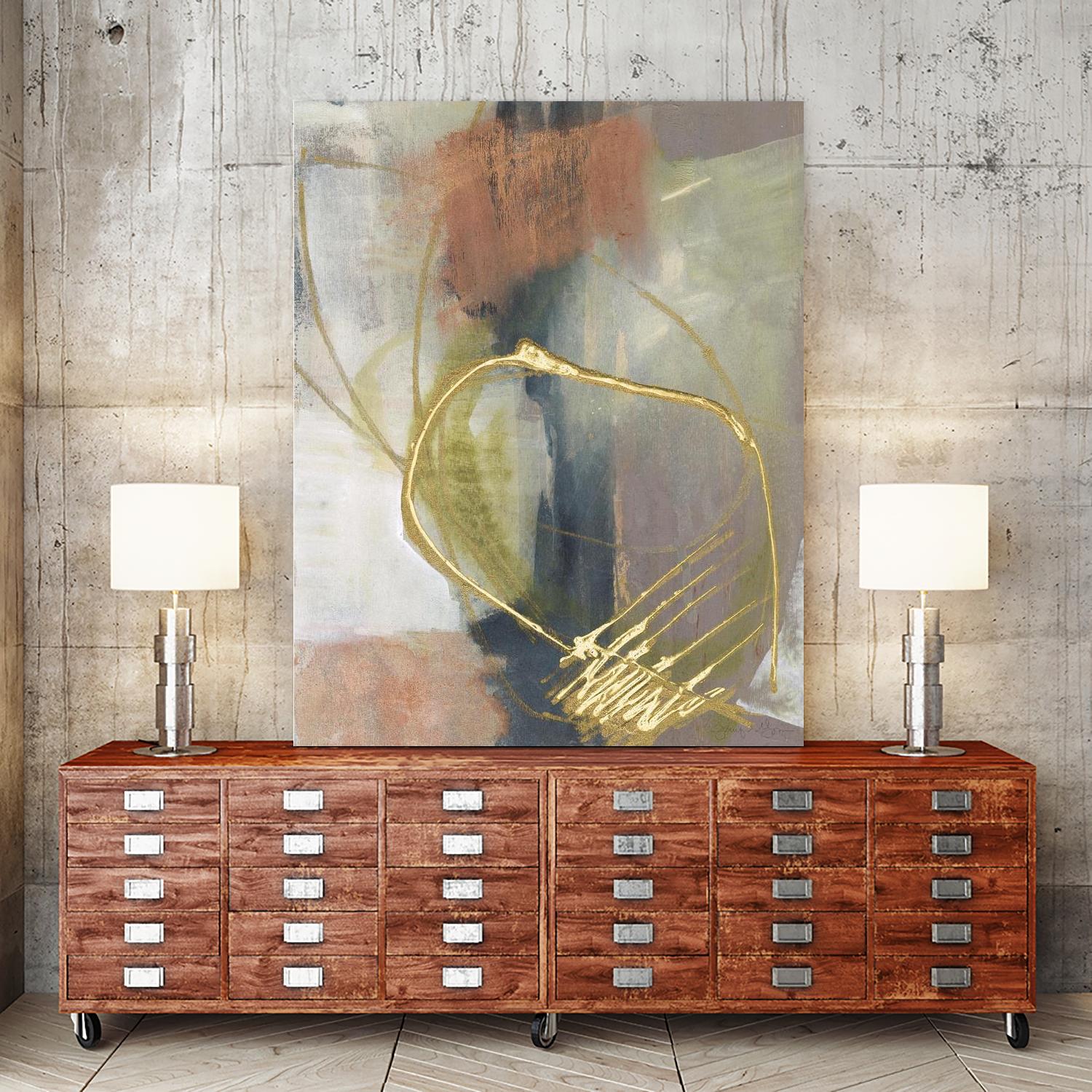 Burnished Loops I by Jennifer Goldberger on GIANT ART - gold abstract