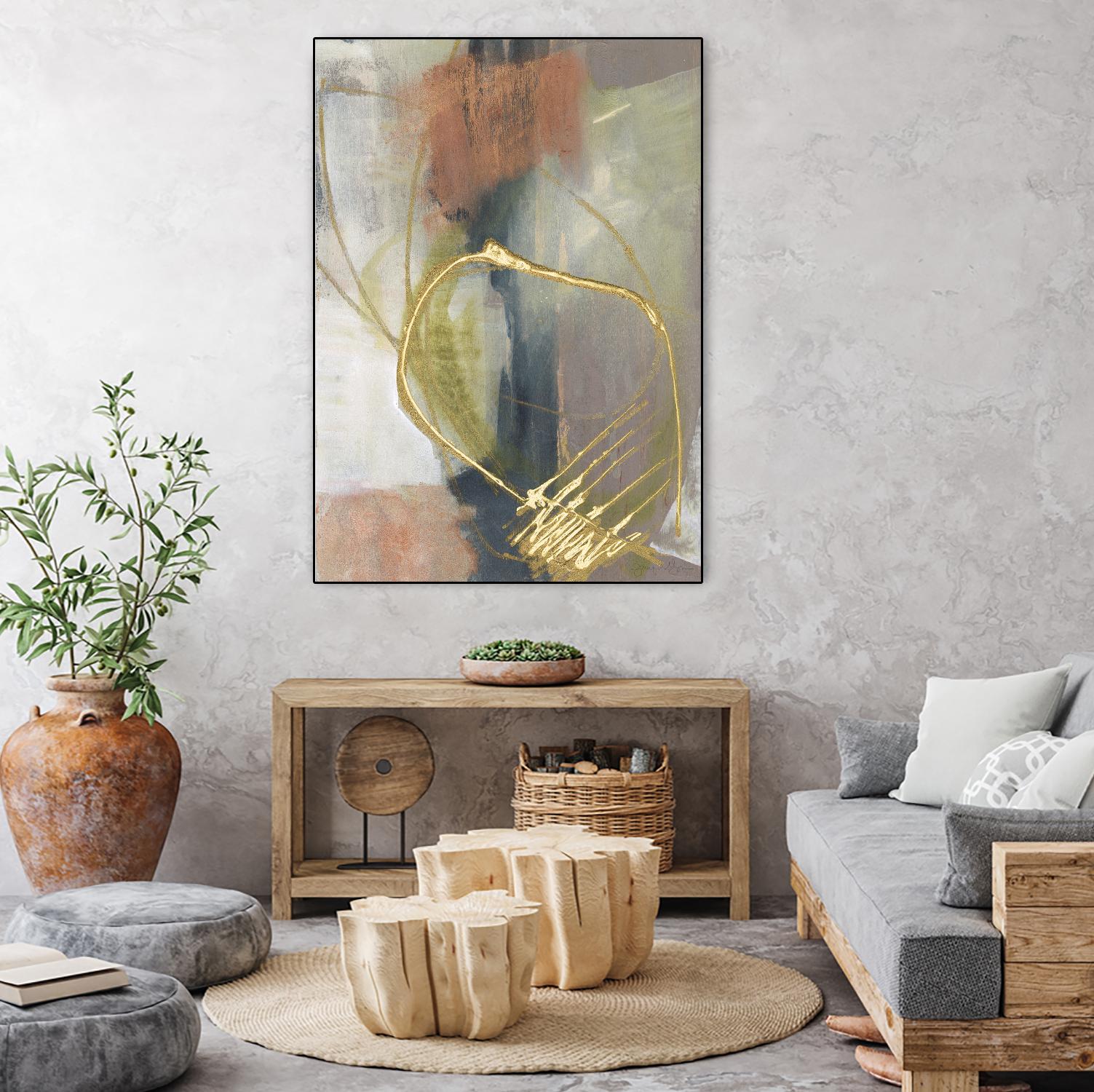 Burnished Loops I by Jennifer Goldberger on GIANT ART - gold abstract