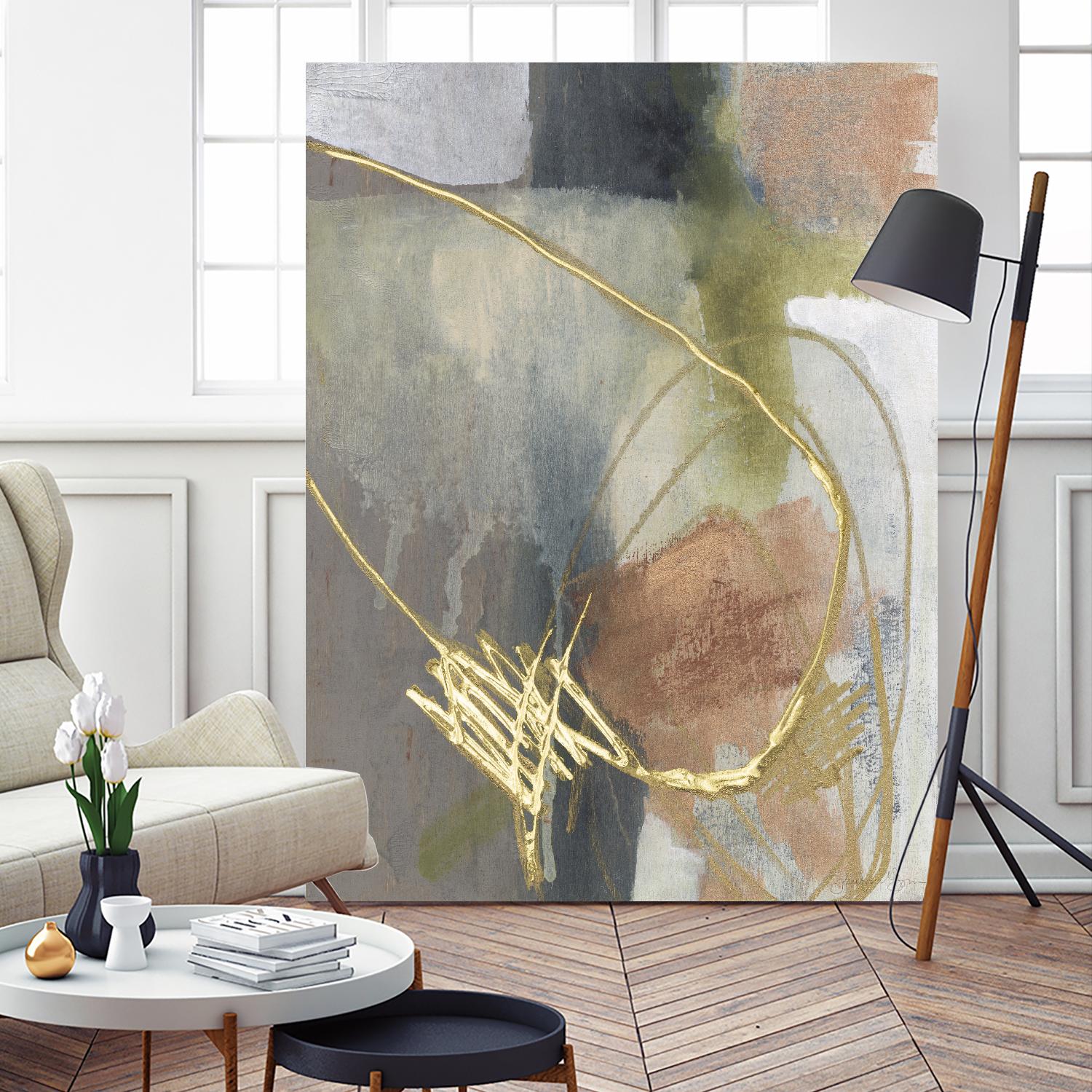 Burnished Loops II by Jennifer Goldberger on GIANT ART - gold abstract
