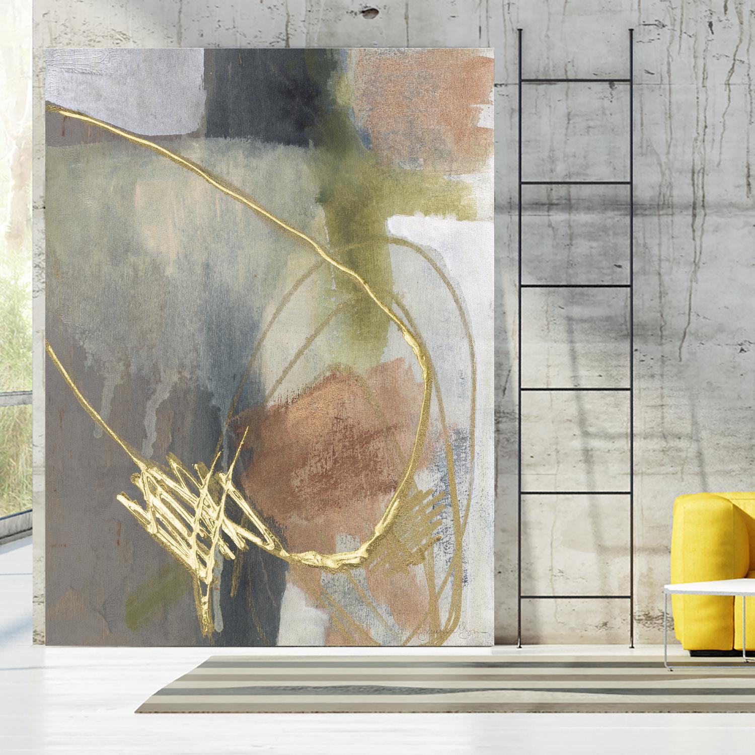 Burnished Loops II by Jennifer Goldberger on GIANT ART - gold abstract