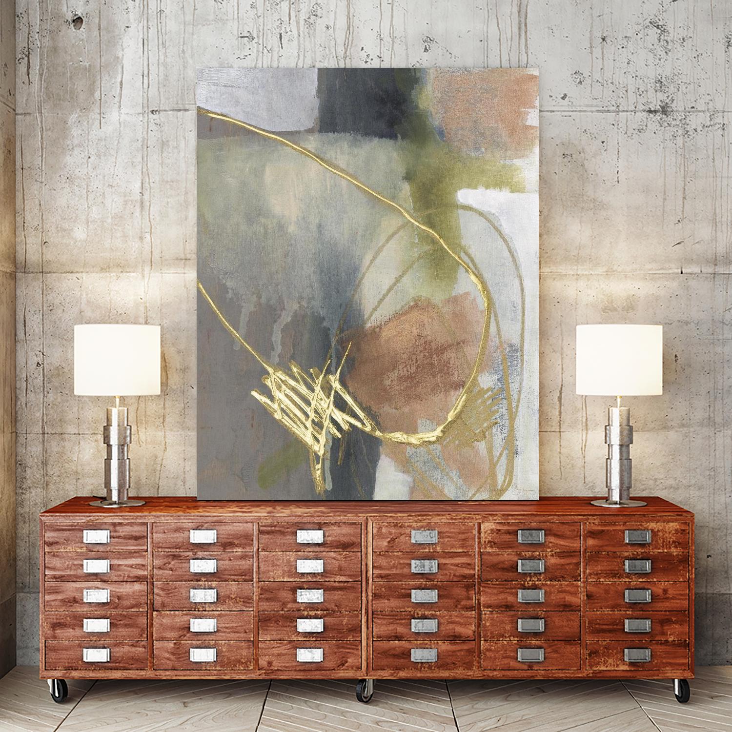 Burnished Loops II by Jennifer Goldberger on GIANT ART - gold abstract