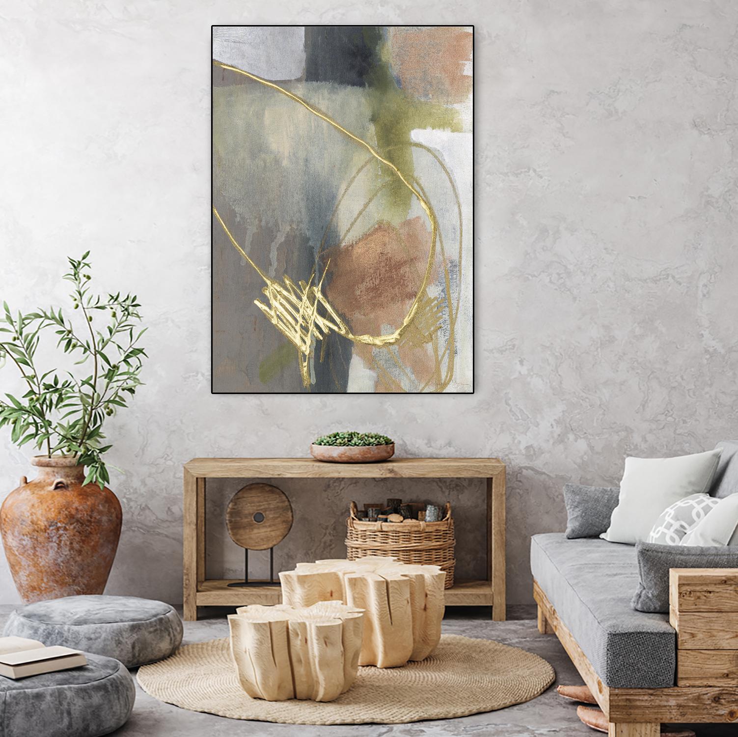 Burnished Loops II by Jennifer Goldberger on GIANT ART - gold abstract