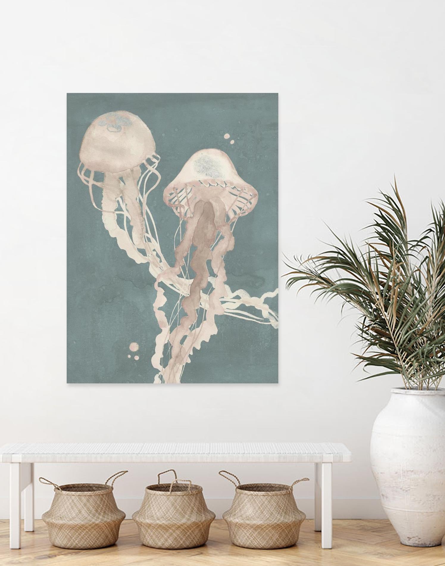 Jellyfish Dance I by Grace Popp on GIANT ART - pink coastal & tropical abstract