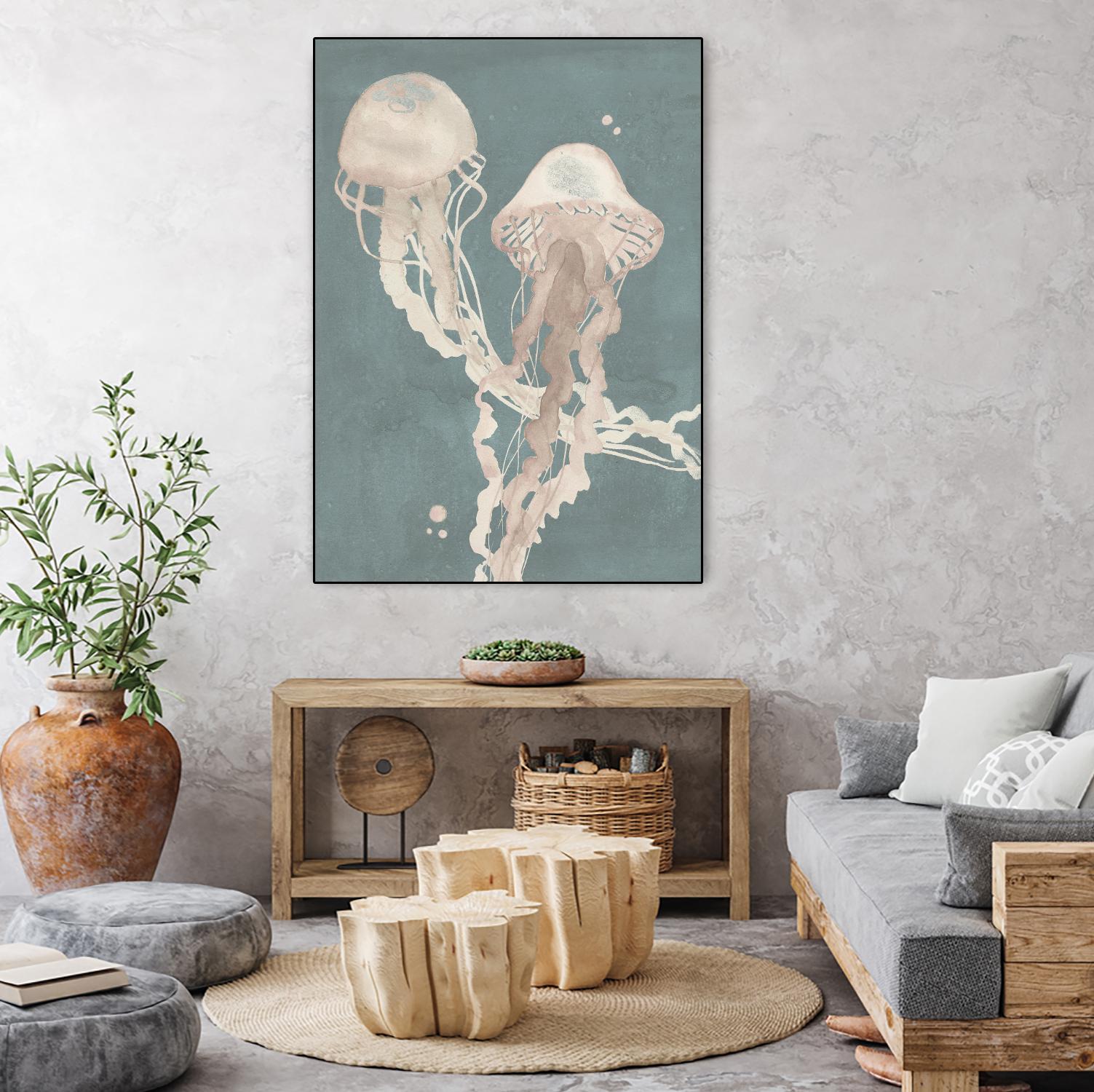 Jellyfish Dance I by Grace Popp on GIANT ART - pink coastal & tropical abstract