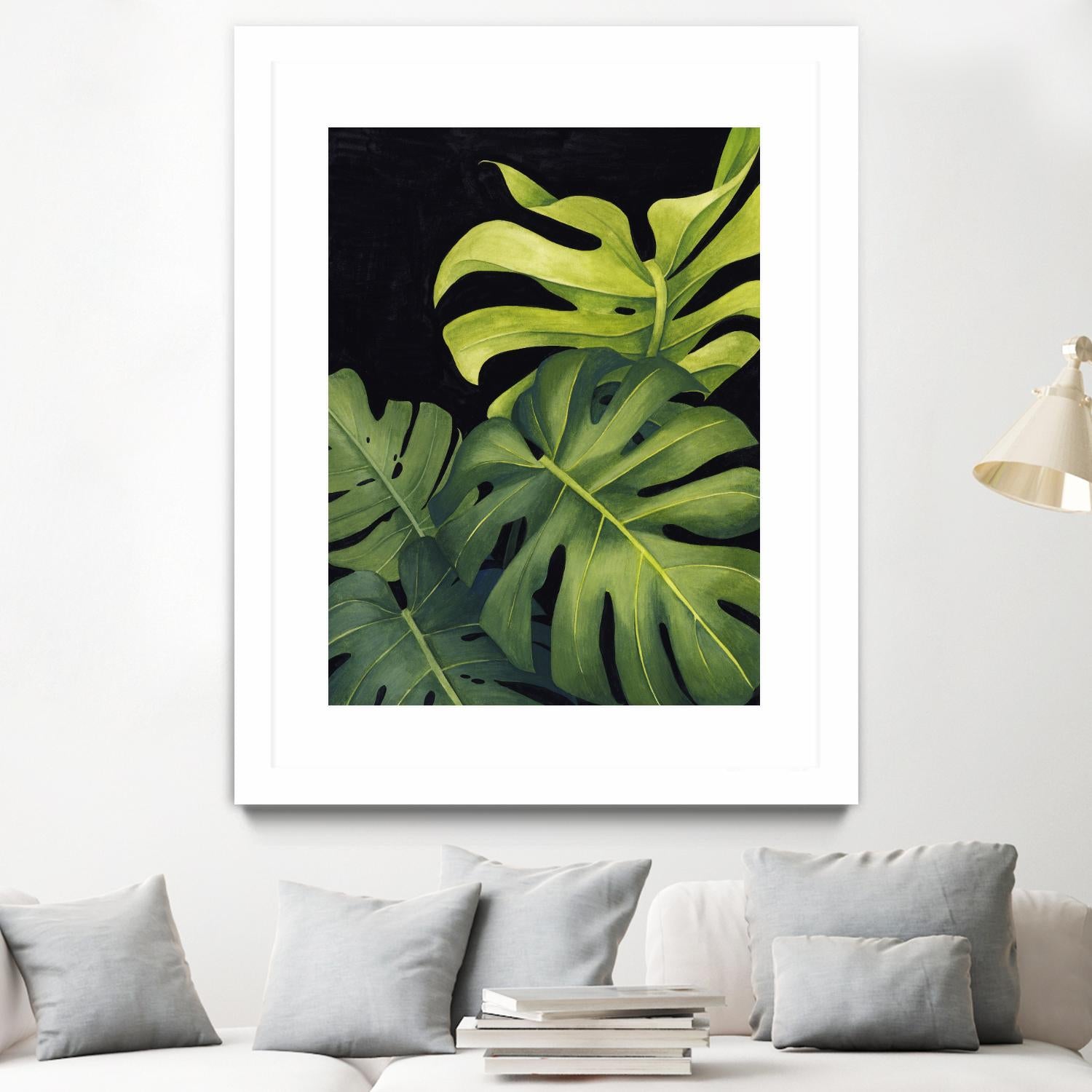 Night Monsteras I by Grace Popp on GIANT ART - green  coastal & tropical abstract