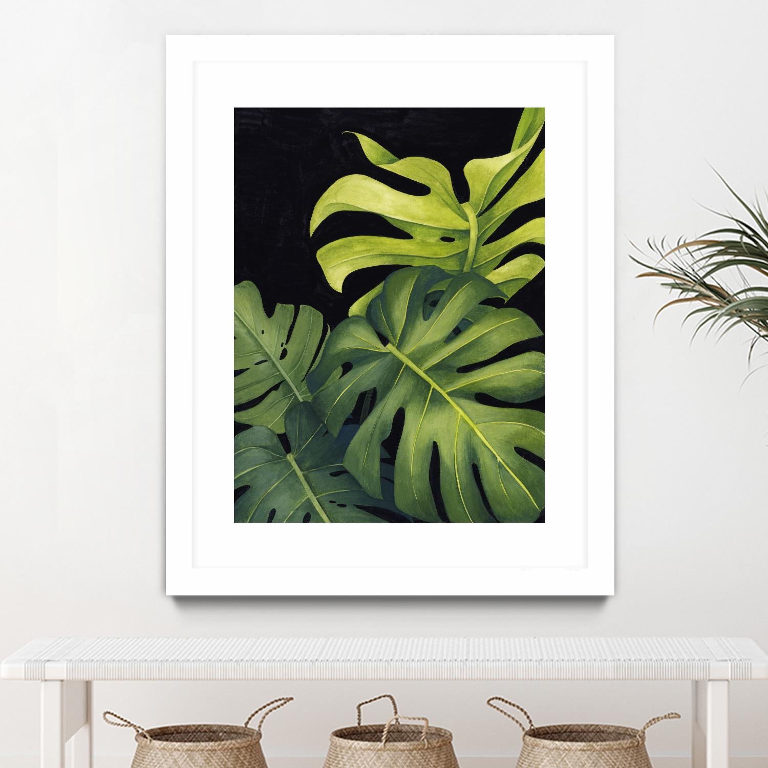 Night Monsteras I by Grace Popp on GIANT ART - green  coastal & tropical abstract