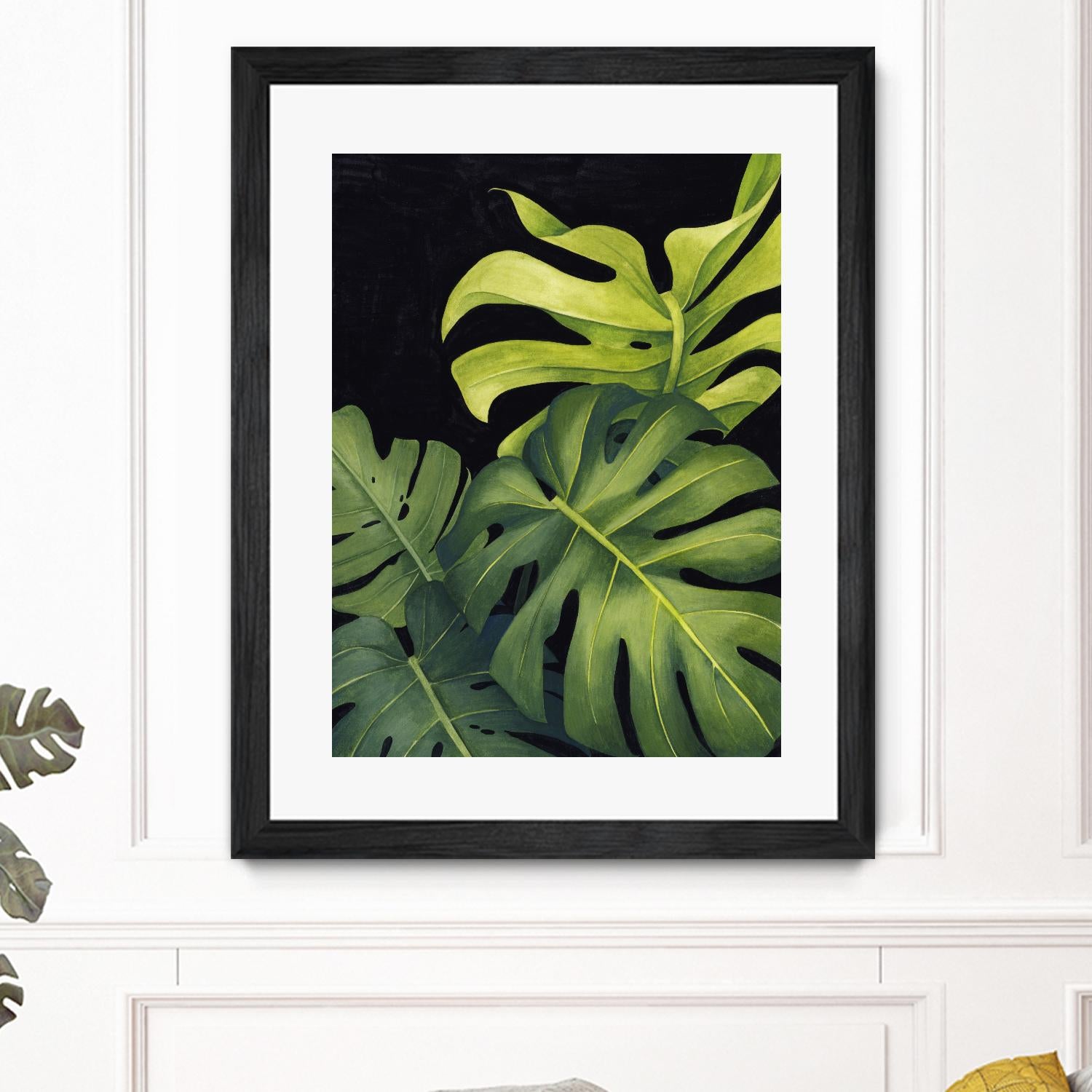 Night Monsteras I by Grace Popp on GIANT ART - green  coastal & tropical abstract