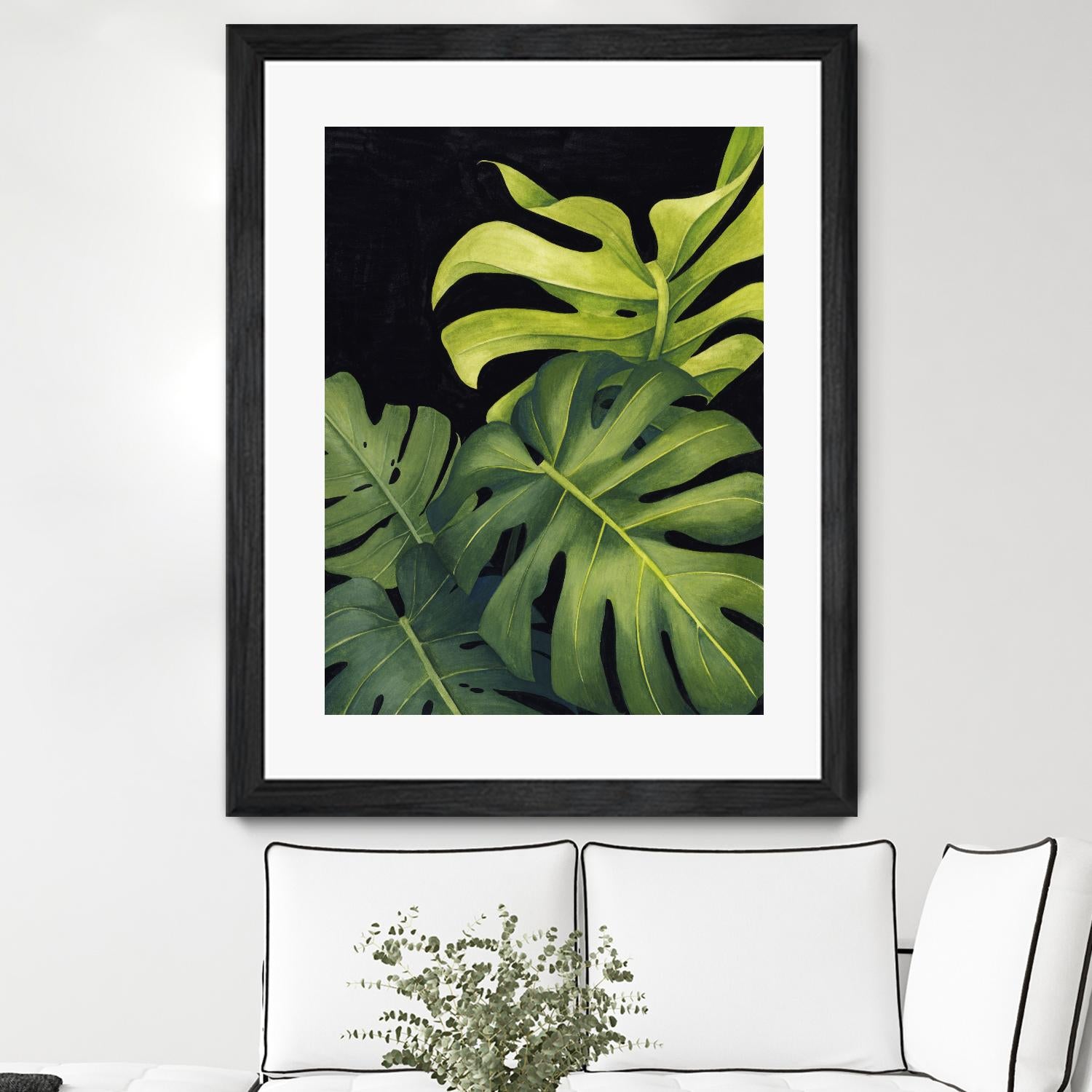 Night Monsteras I by Grace Popp on GIANT ART - green  coastal & tropical abstract