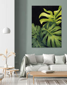 Night Monsteras I by Grace Popp on GIANT ART - green  coastal & tropical abstract