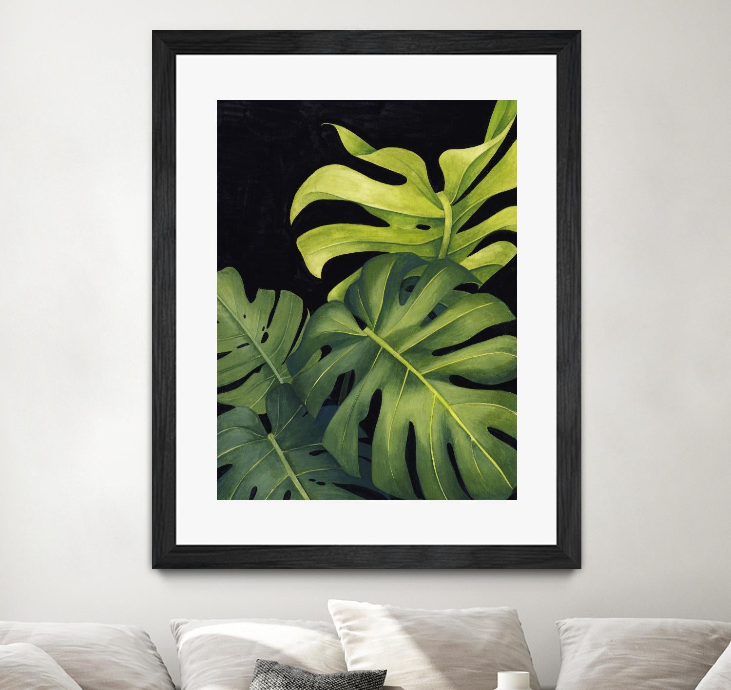 Night Monsteras I by Grace Popp on GIANT ART - green  coastal & tropical abstract