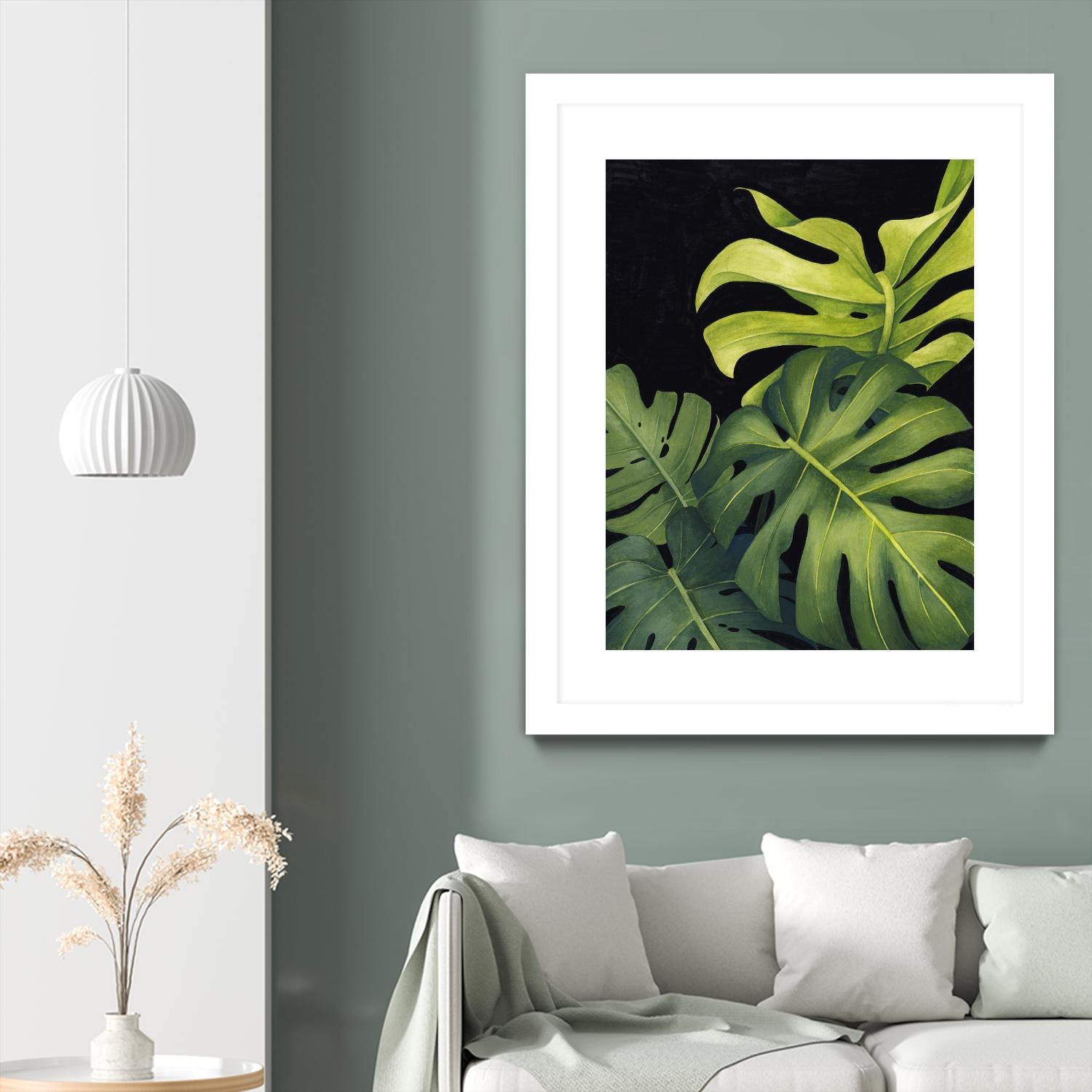 Night Monsteras I by Grace Popp on GIANT ART - green  coastal & tropical abstract