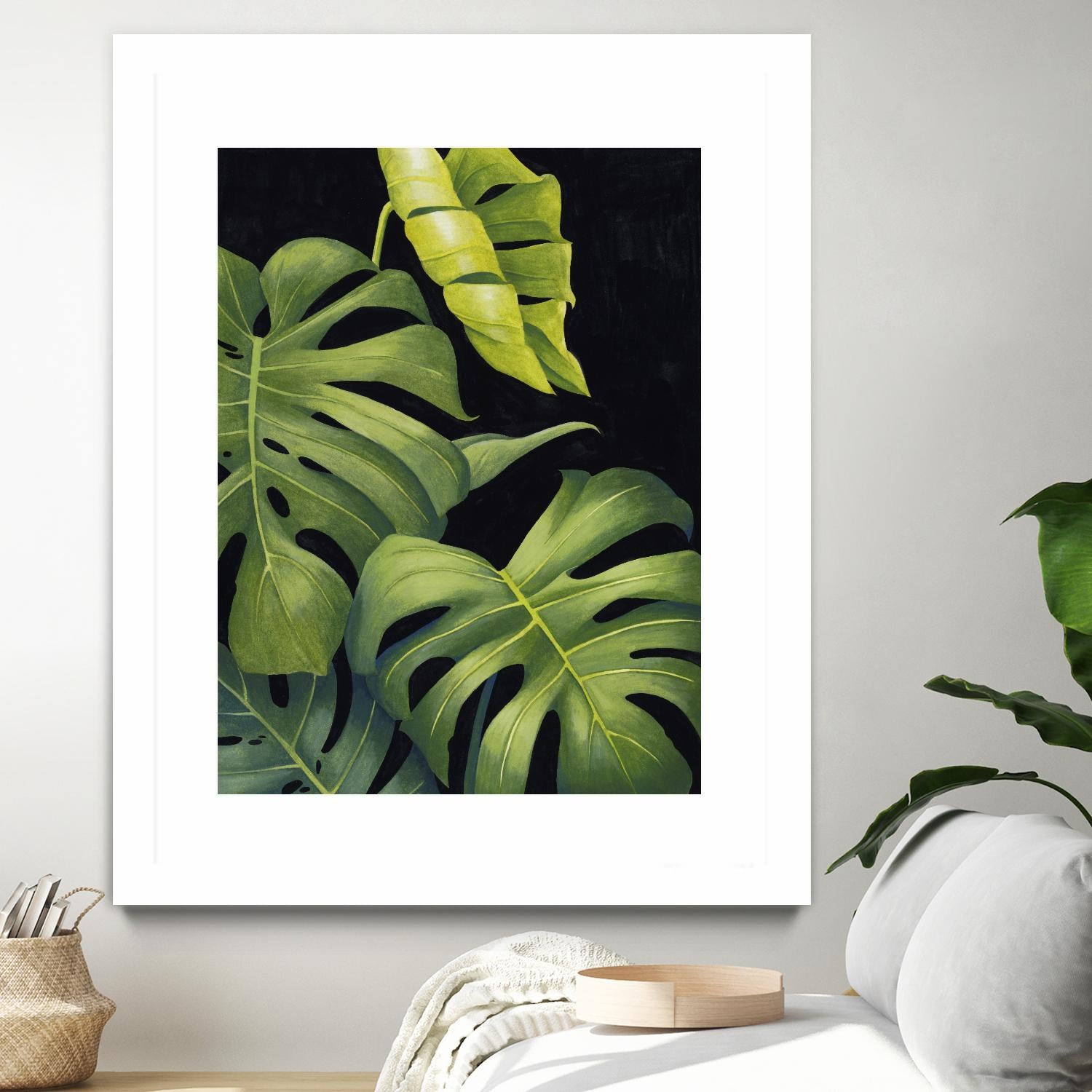 Night Monsteras II by Grace Popp on GIANT ART - green coastal & tropical abstract