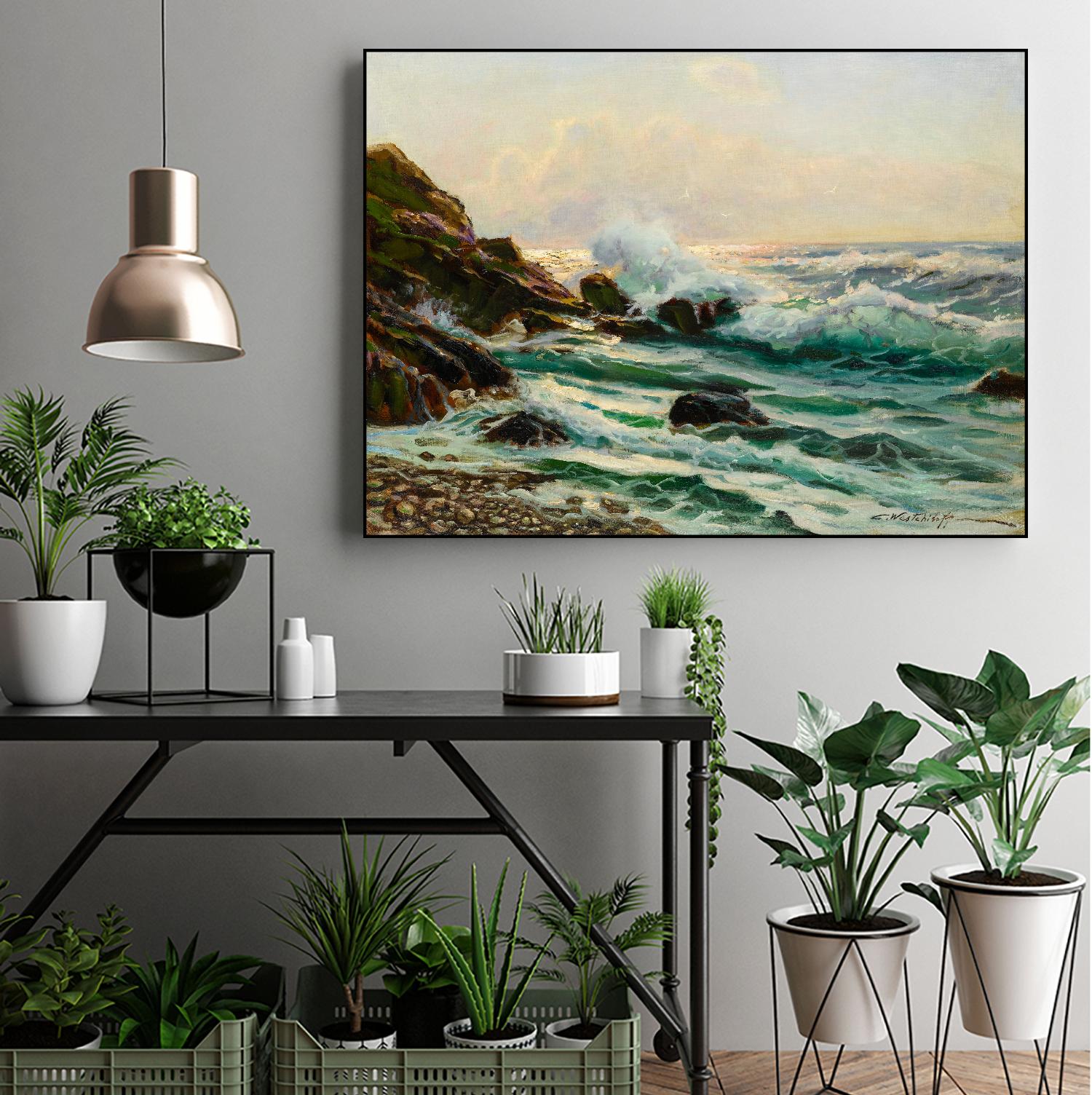 Main Seascape I by Constantin Alexandrovitch Westchiloff on GIANT ART - green coastal & tropical sea