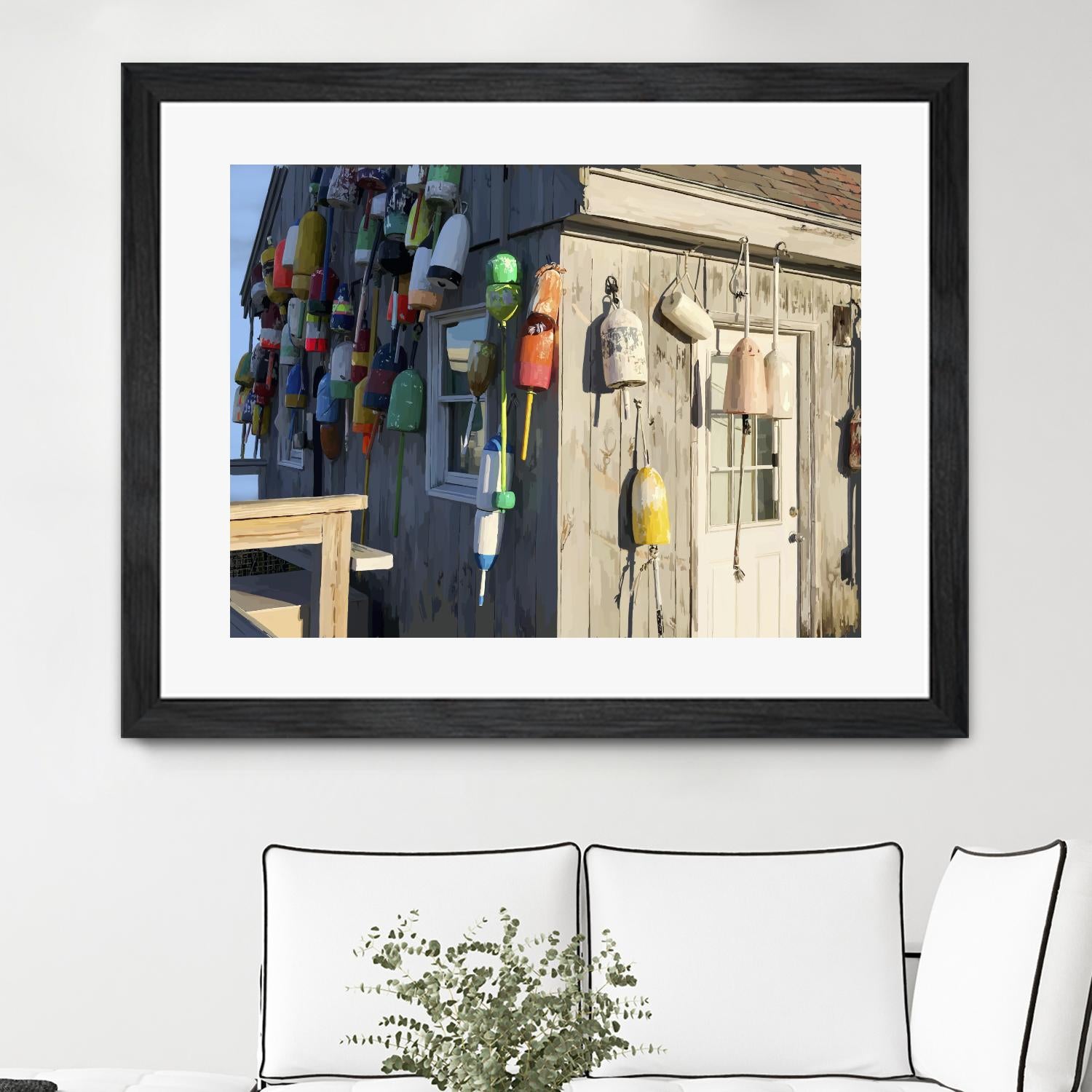 Hut on Badgers Island I by Emily Kalina on GIANT ART - pink coastal & tropical abstract