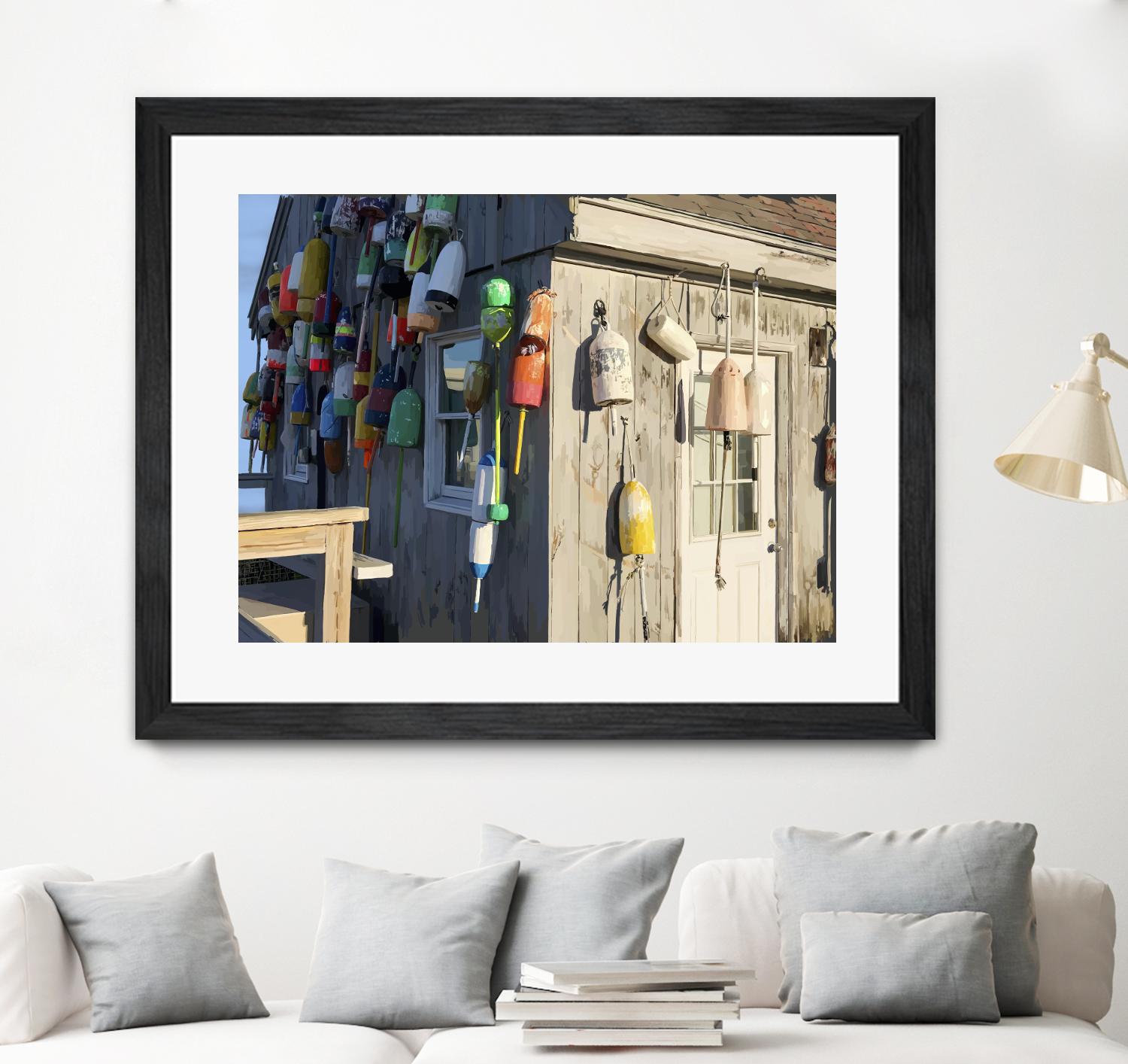 Hut on Badgers Island I by Emily Kalina on GIANT ART - pink coastal & tropical abstract