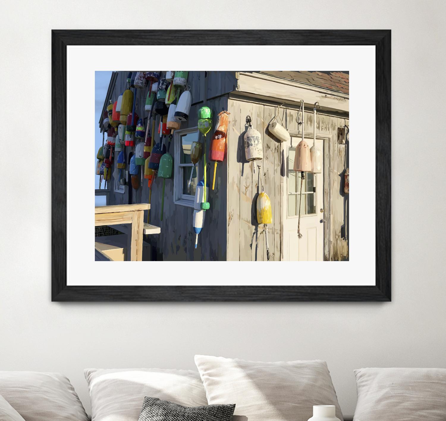 Hut on Badgers Island I by Emily Kalina on GIANT ART - pink coastal & tropical abstract