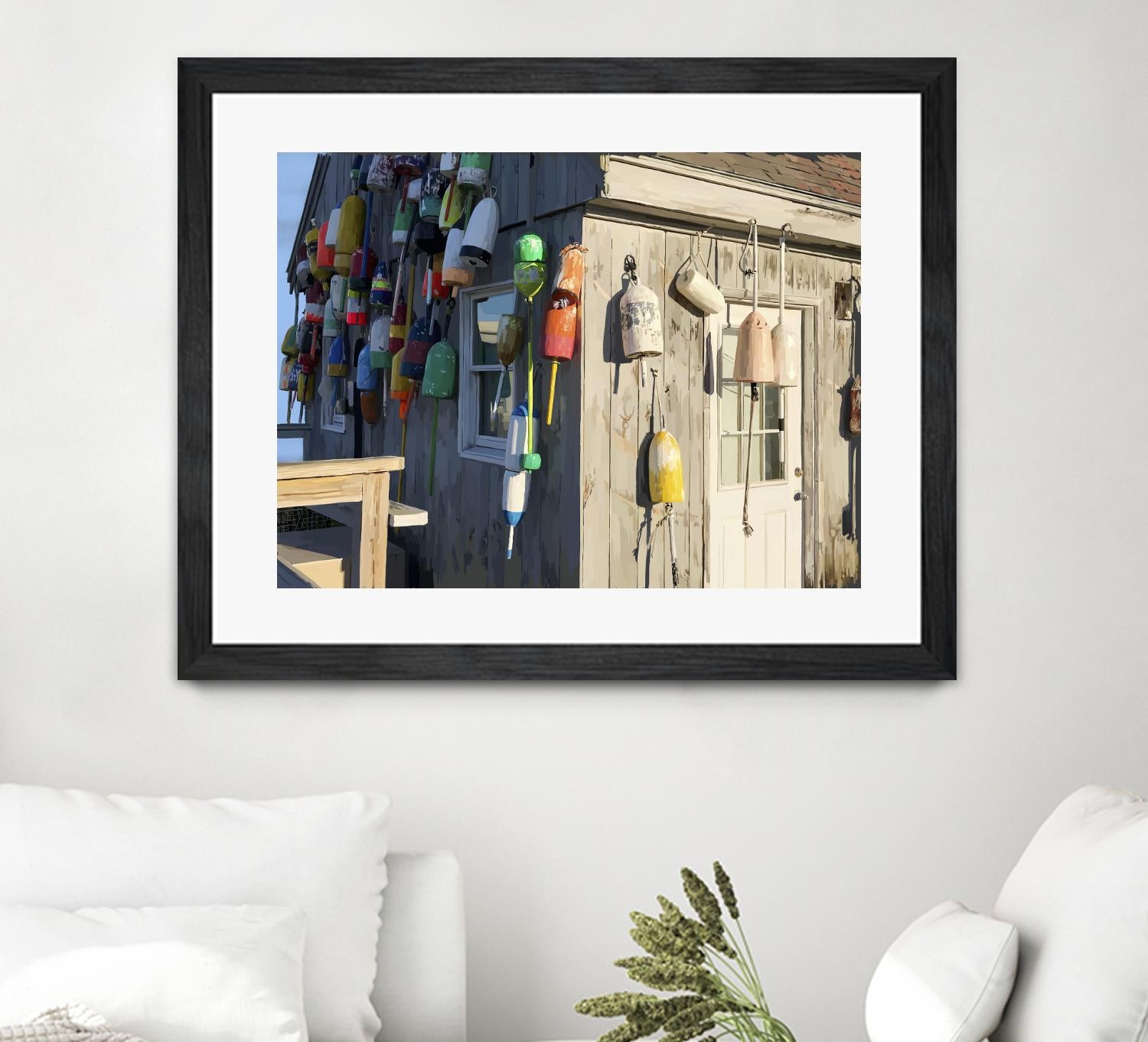 Hut on Badgers Island I by Emily Kalina on GIANT ART - pink coastal & tropical abstract