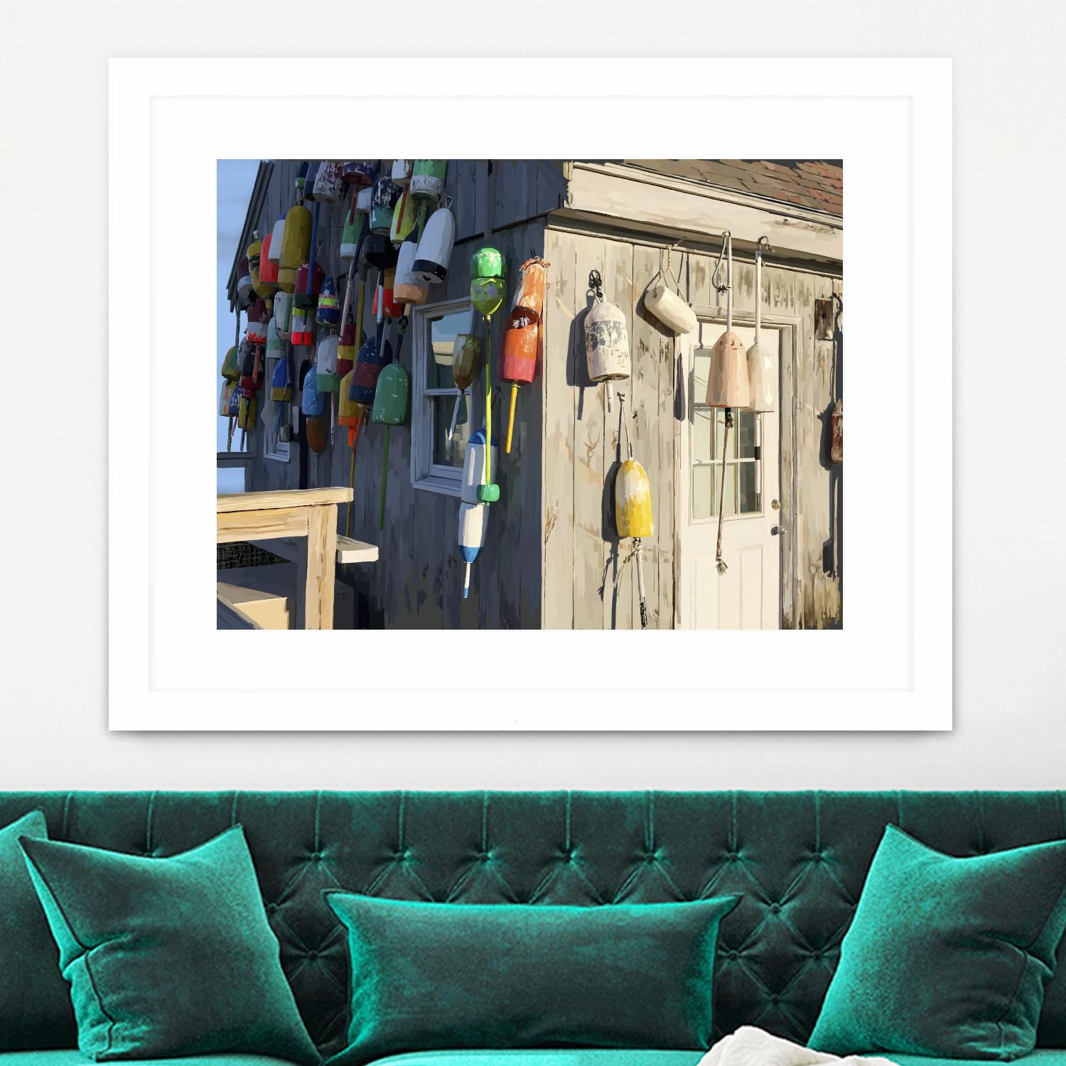 Hut on Badgers Island I by Emily Kalina on GIANT ART - pink coastal & tropical abstract