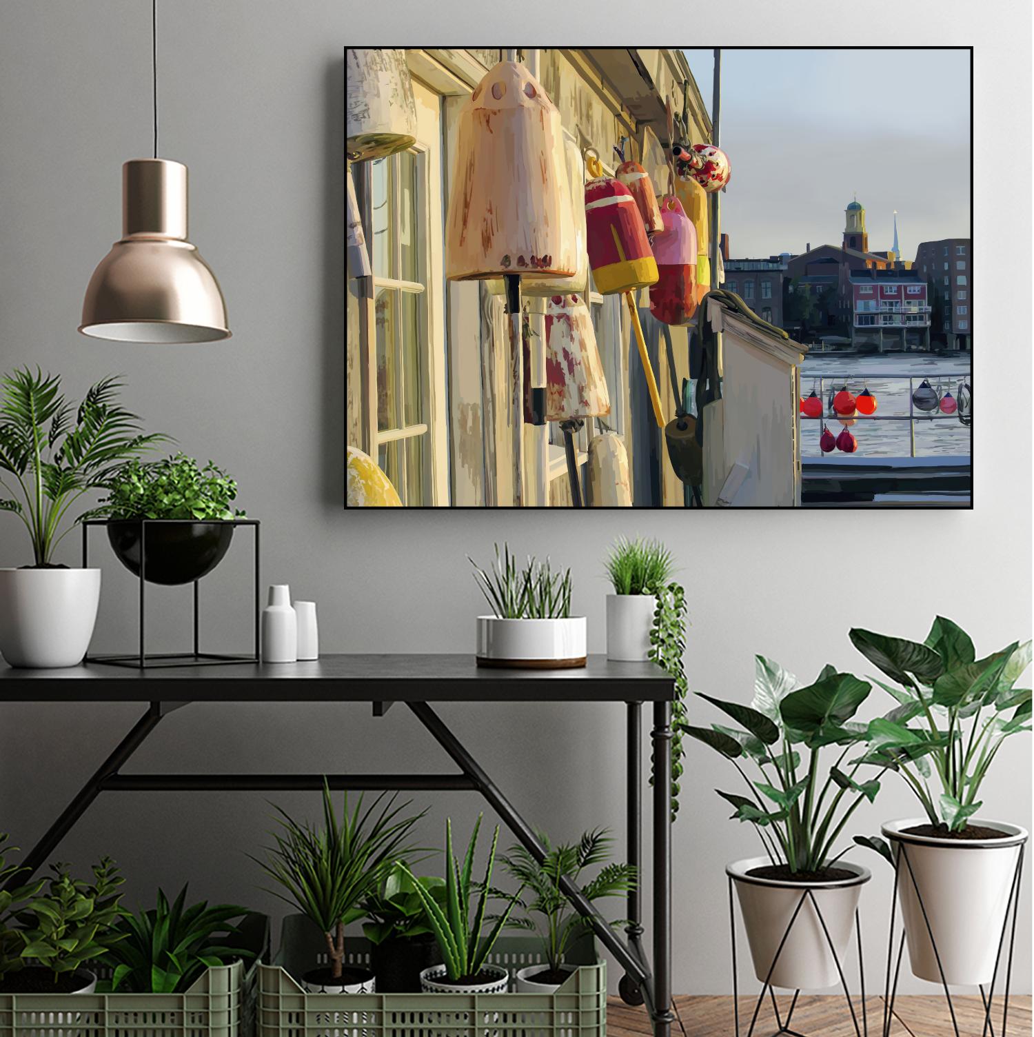 Hut on Badgers Island II by Emily Kalina on GIANT ART - red coastal & tropical abstract