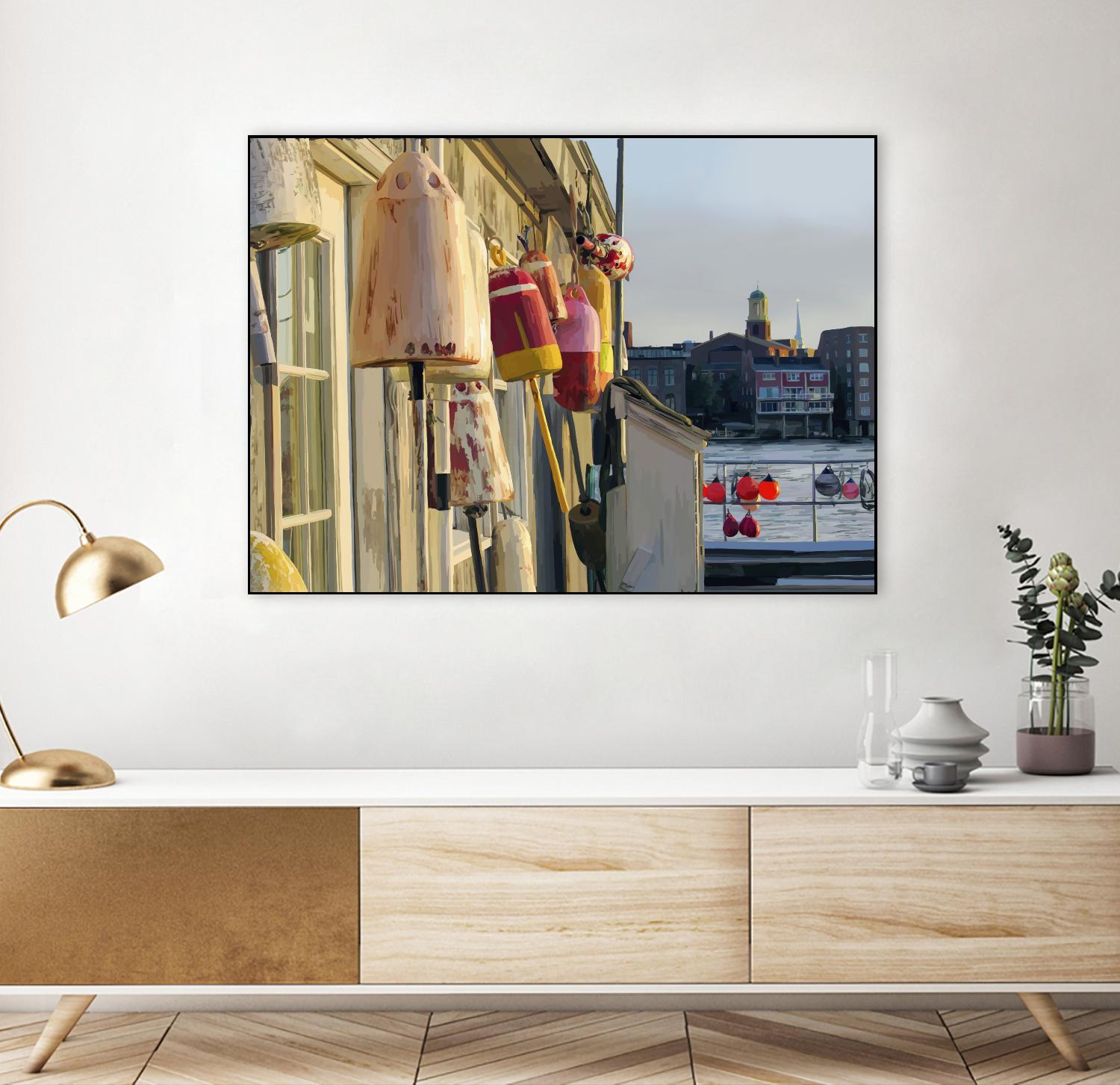 Hut on Badgers Island II by Emily Kalina on GIANT ART - red coastal & tropical abstract