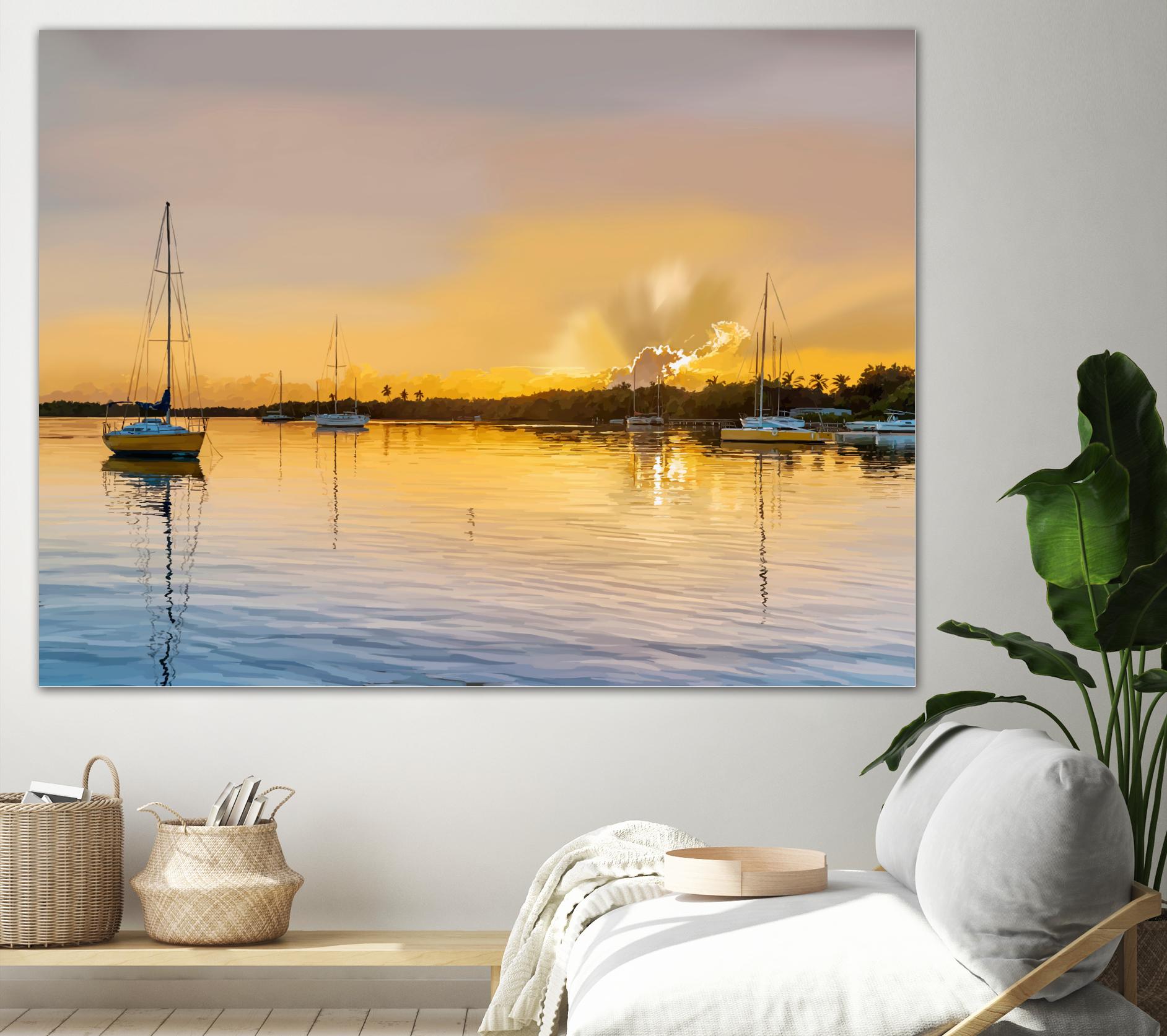 In the Golden Light IV by Emily Kalina on GIANT ART - blue coastal & tropical abstract