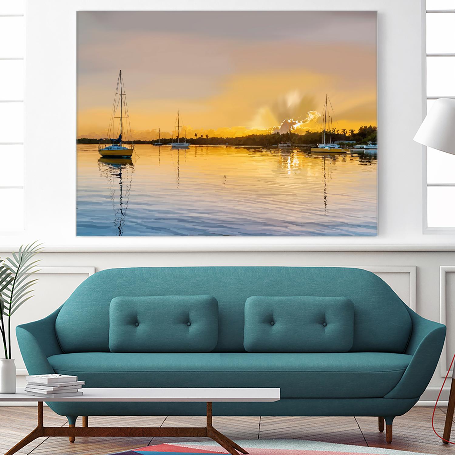 In the Golden Light IV by Emily Kalina on GIANT ART - blue coastal & tropical abstract