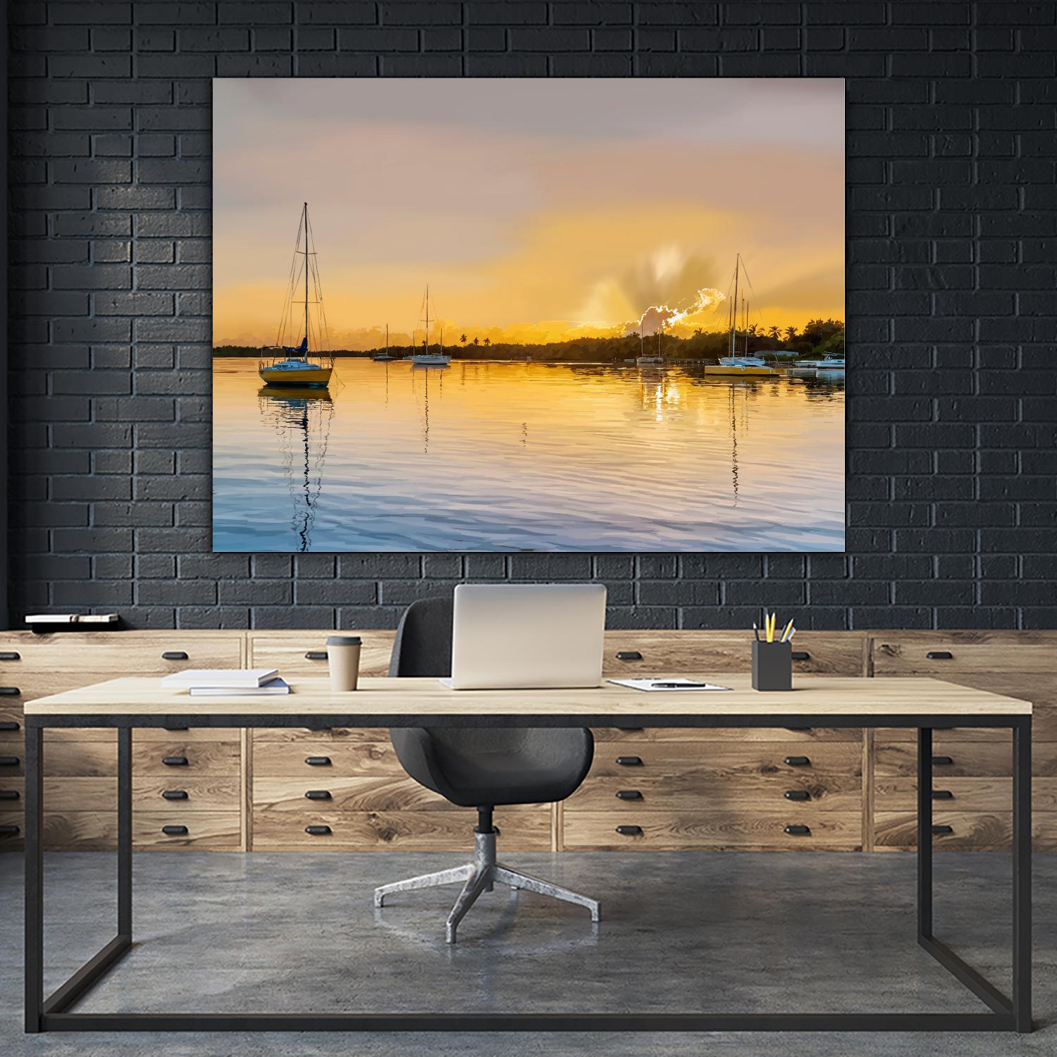 In the Golden Light IV by Emily Kalina on GIANT ART - blue coastal & tropical abstract