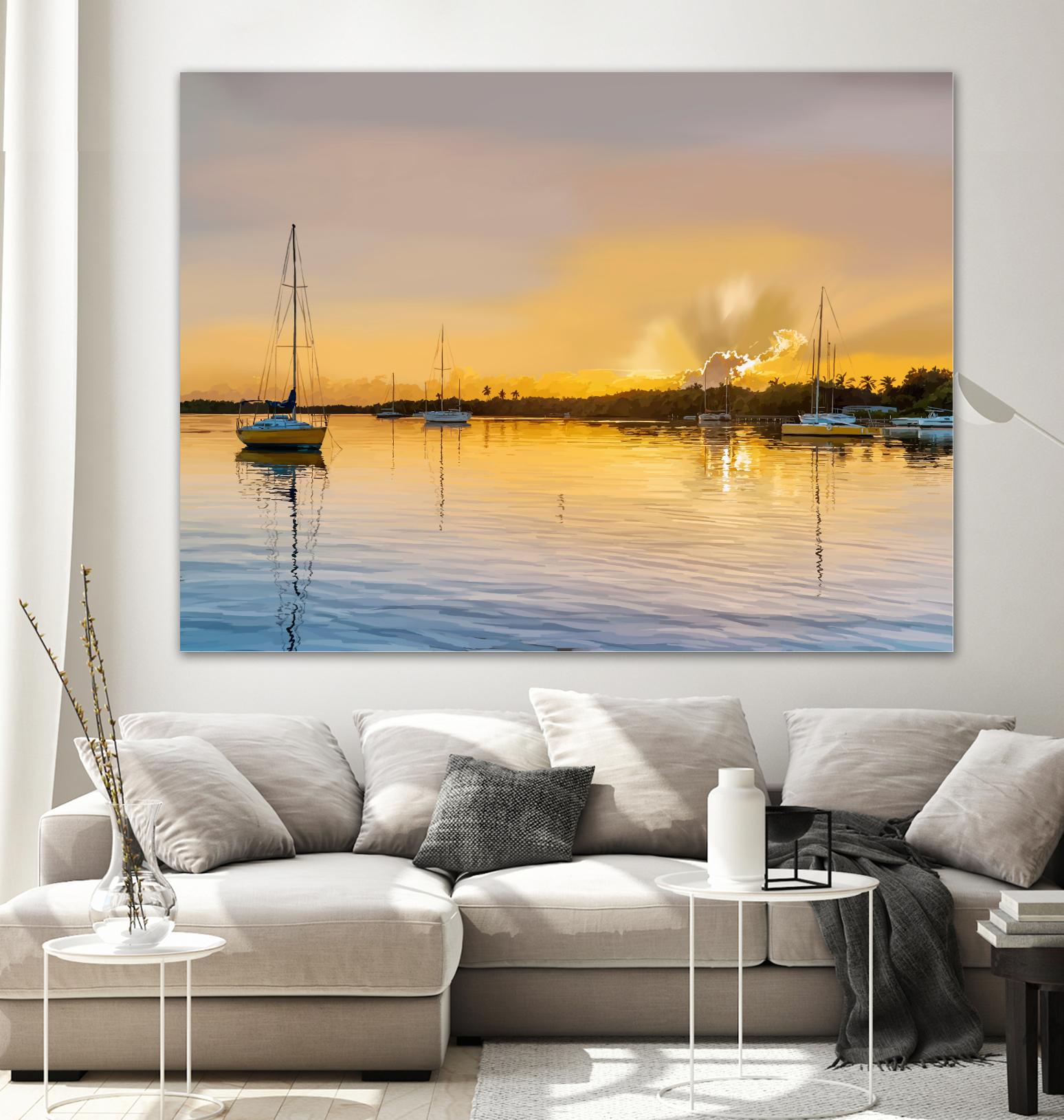 In the Golden Light IV by Emily Kalina on GIANT ART - blue coastal & tropical abstract