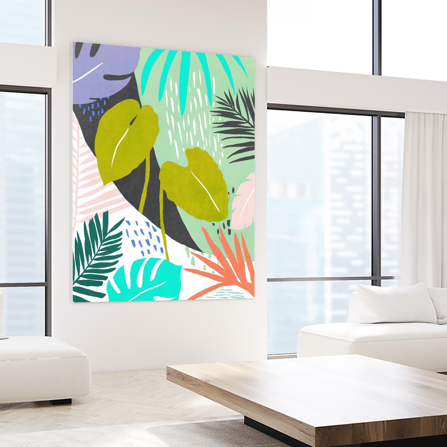 Jazzy Jungle I by Annie Warren on GIANT ART - orange coastal & tropical leaves