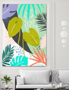 Jazzy Jungle I by Annie Warren on GIANT ART - orange coastal & tropical leaves