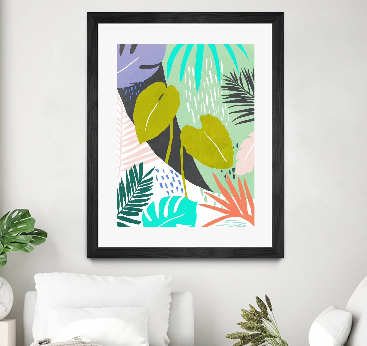 Jazzy Jungle I by Annie Warren on GIANT ART - orange coastal & tropical leaves