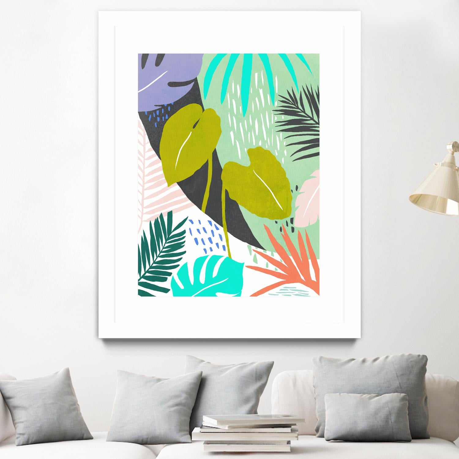 Jazzy Jungle I by Annie Warren on GIANT ART - orange coastal & tropical leaves
