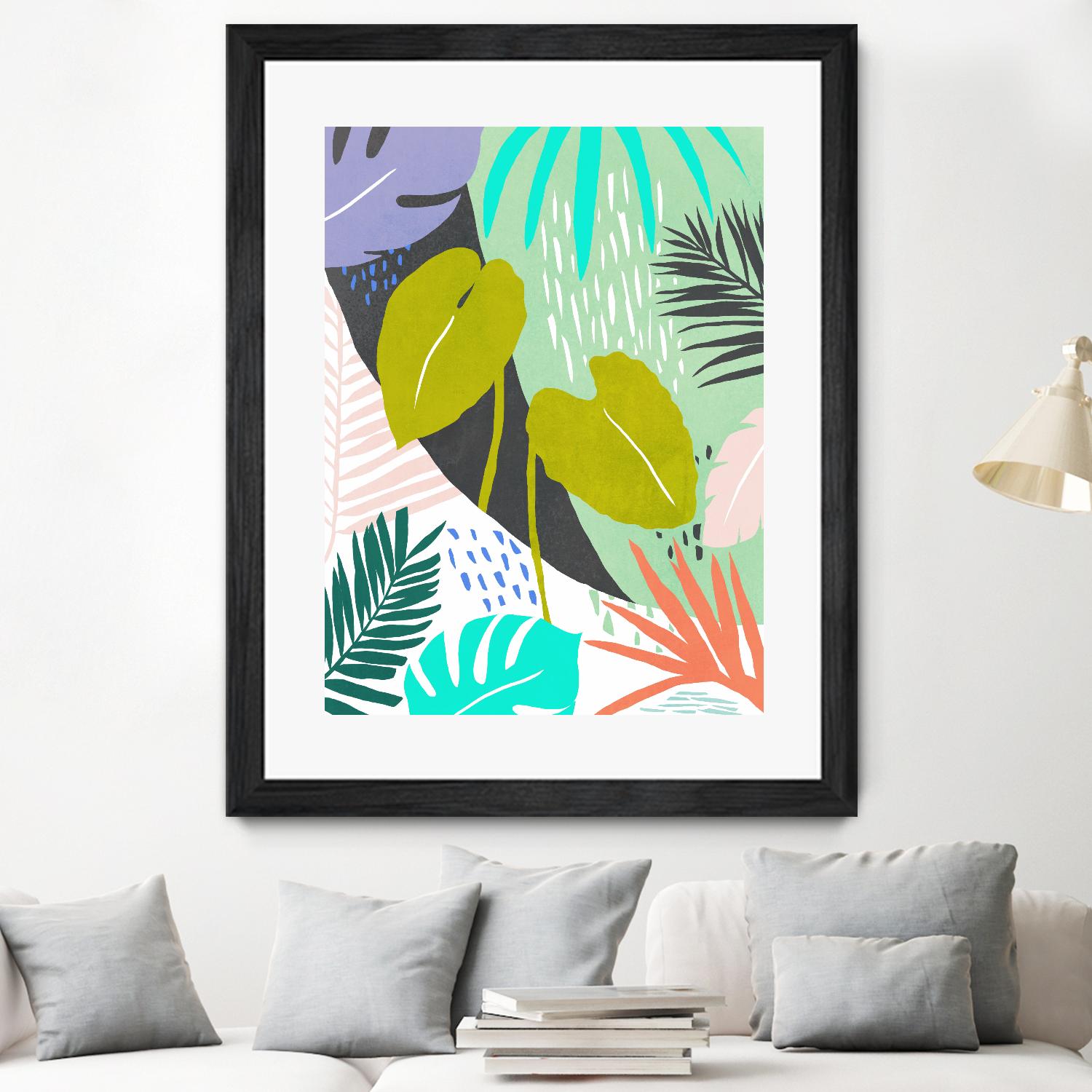 Jazzy Jungle I by Annie Warren on GIANT ART - orange coastal & tropical leaves