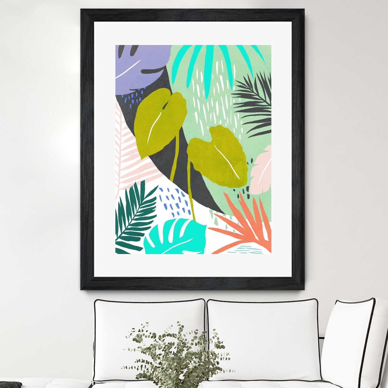 Jazzy Jungle I by Annie Warren on GIANT ART - orange coastal & tropical leaves