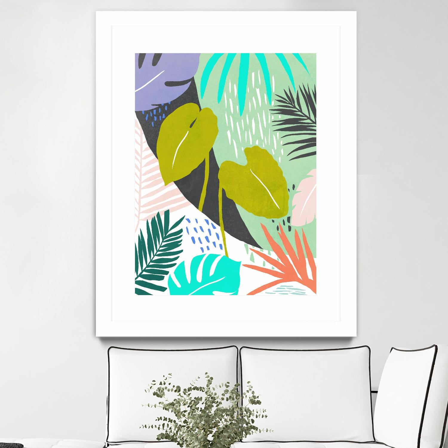 Jazzy Jungle I by Annie Warren on GIANT ART - orange coastal & tropical leaves