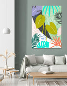 Jazzy Jungle I by Annie Warren on GIANT ART - orange coastal & tropical leaves