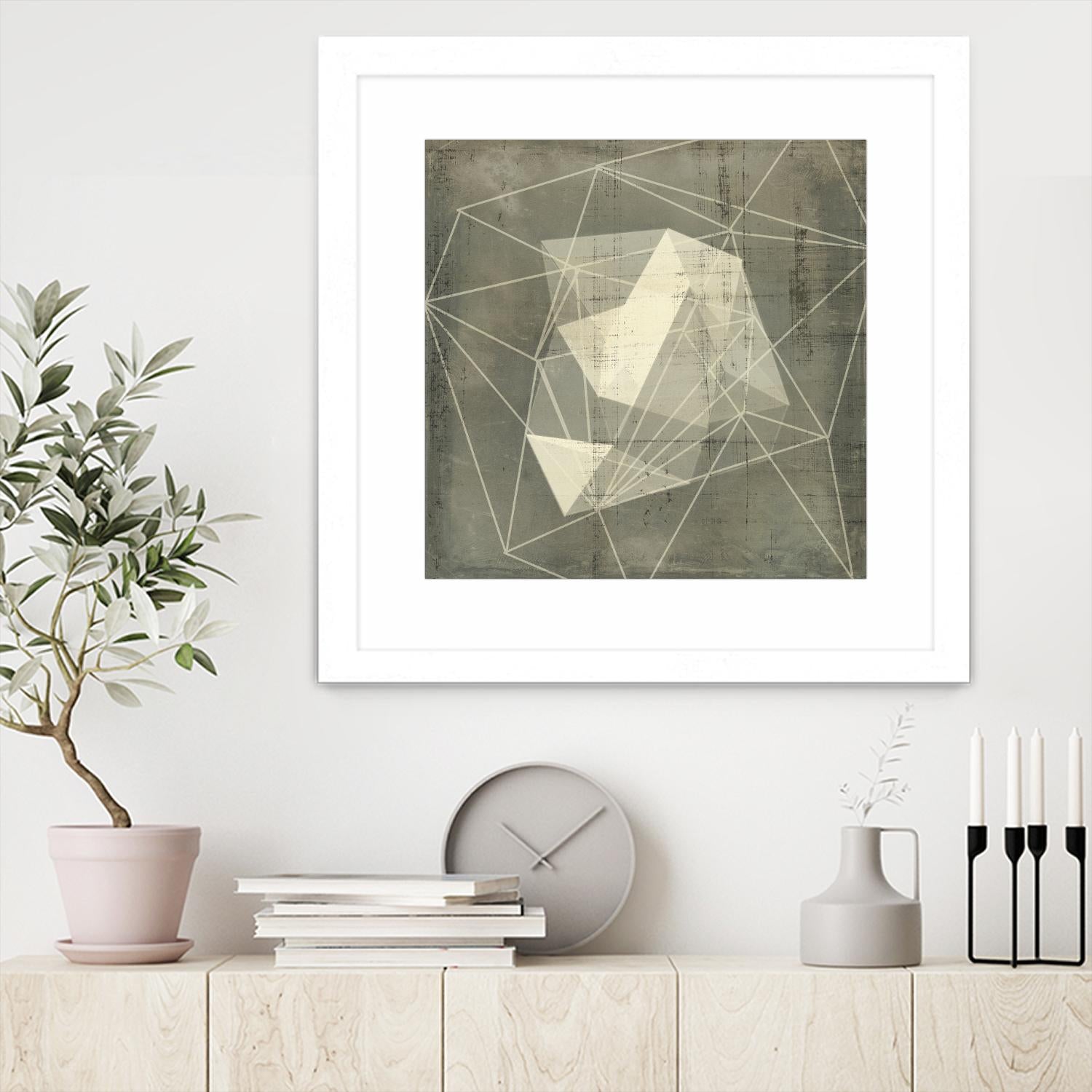 Geomolecule Blueprint I by Jennifer Goldberger on GIANT ART - grey  abstract abstract