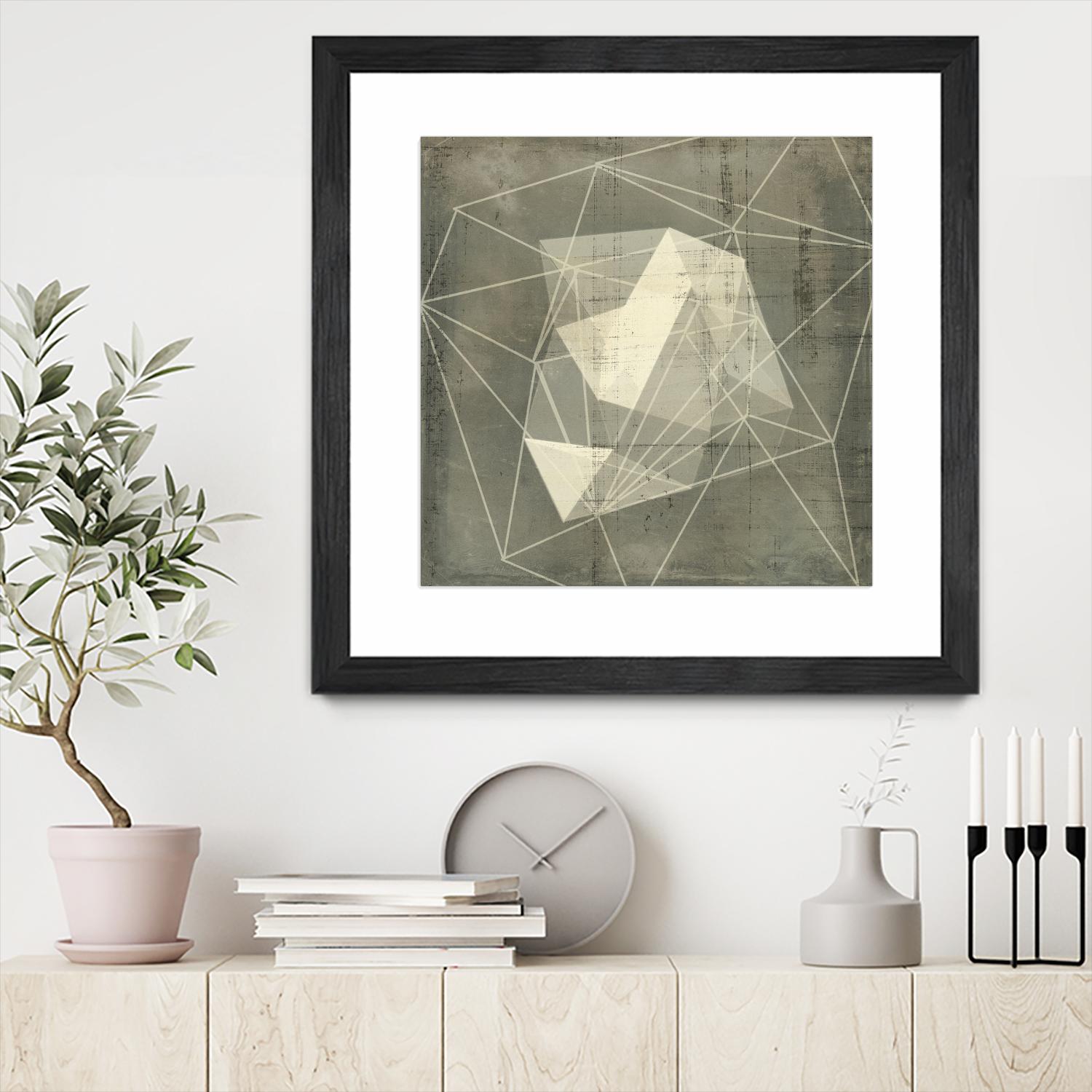 Geomolecule Blueprint I by Jennifer Goldberger on GIANT ART - grey  abstract abstract