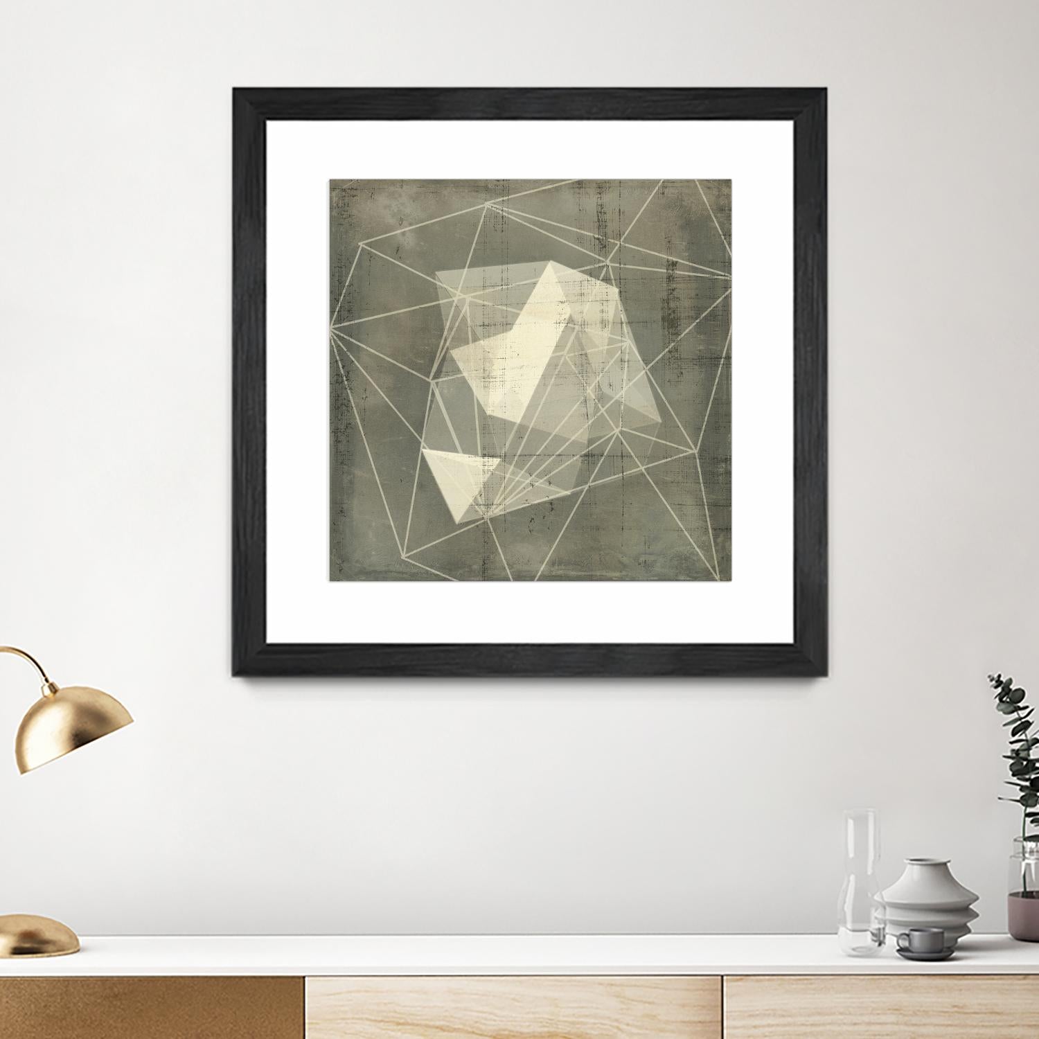 Geomolecule Blueprint I by Jennifer Goldberger on GIANT ART - grey  abstract abstract