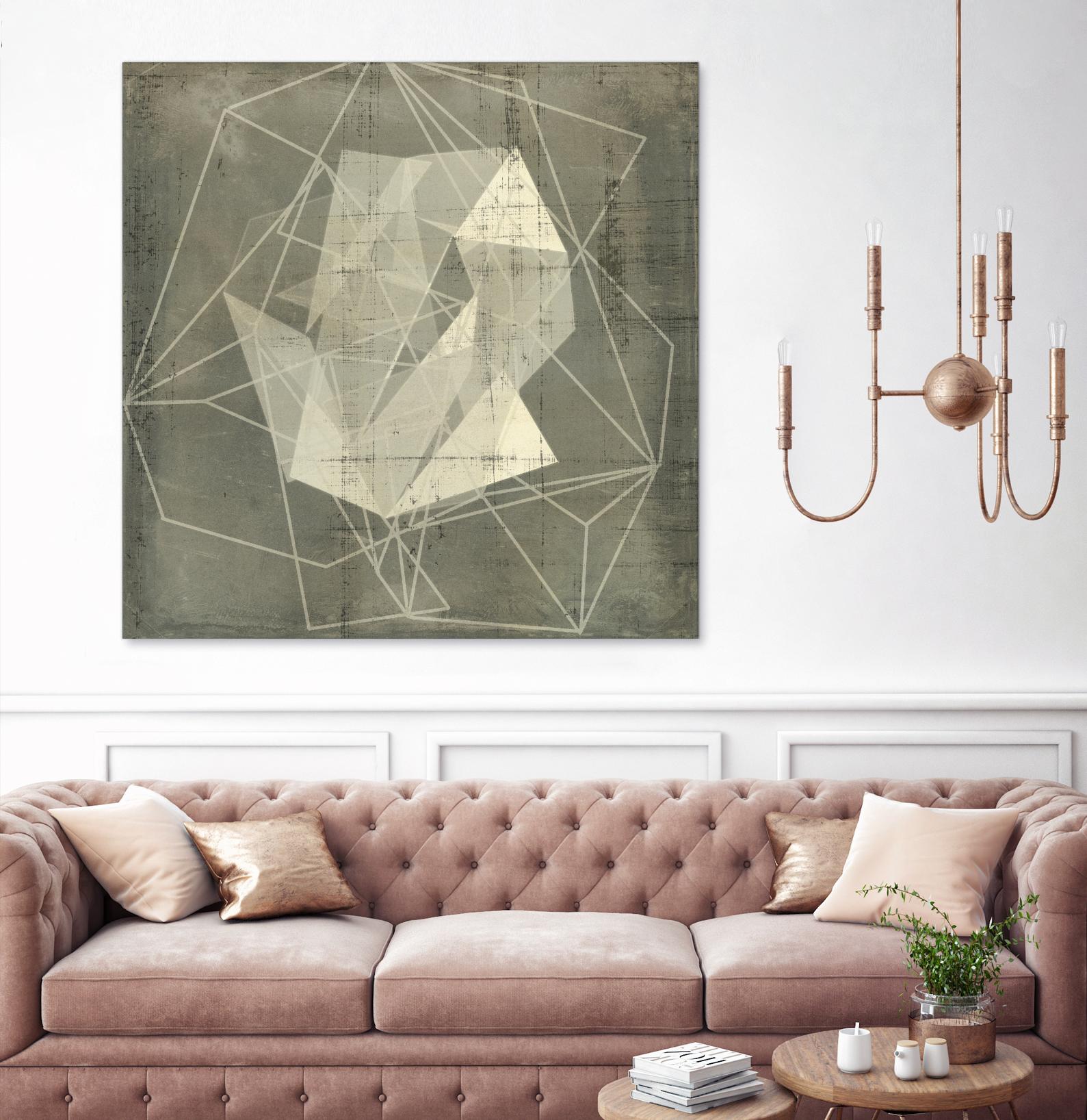 Geomolecule Blueprint II by Jennifer Goldberger on GIANT ART - beige abstract abstract